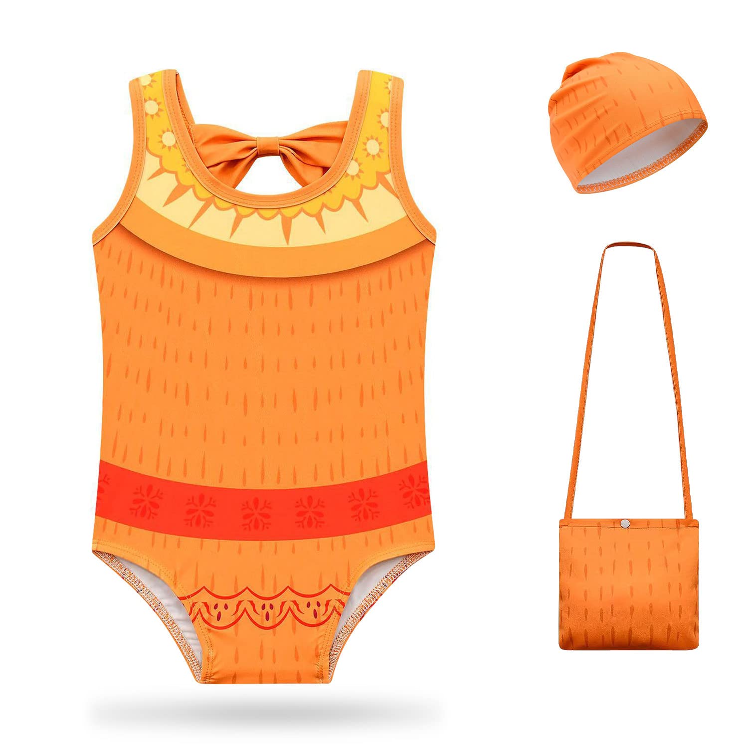 New front Disfraz de Encanto para Niñas de 3-8 Años Conjunto de Bañador Floral de Una Pieza Bikini con Hombro caído para Playa Piscina Nadar Deporte Acuático Vacación.