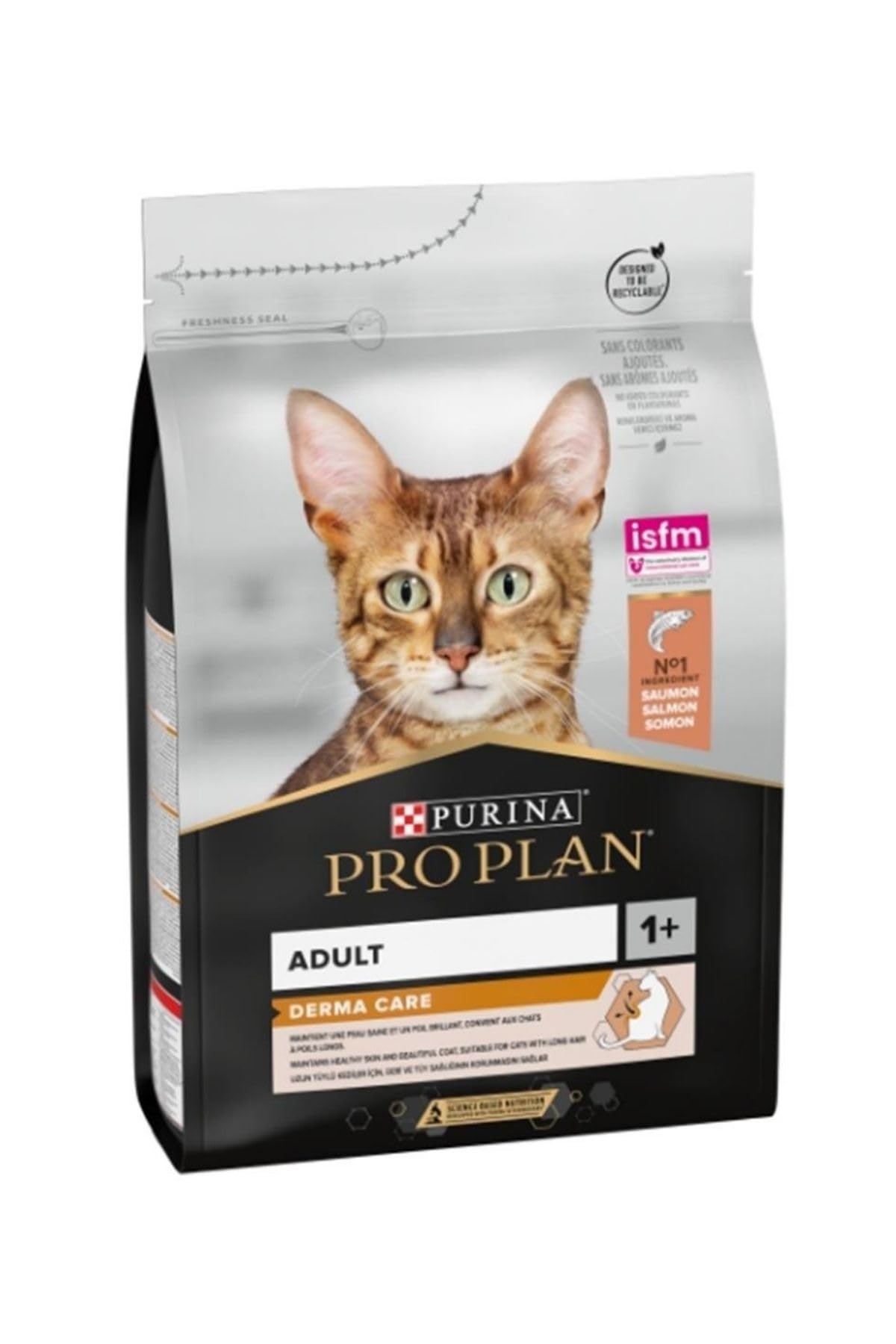 PURINA PRO PLAN | Derma Care | Chat Adulte à poils longs | Croquettes formulées pour maintenir une peau saine, un poil brillant, limiter la perte excessive de poils | Au Saumon | Sac | 3 Kg