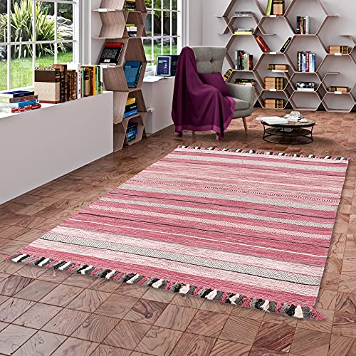 Pergamon Natur Teppich Kelim Kalleen Rosa in 6 Größen