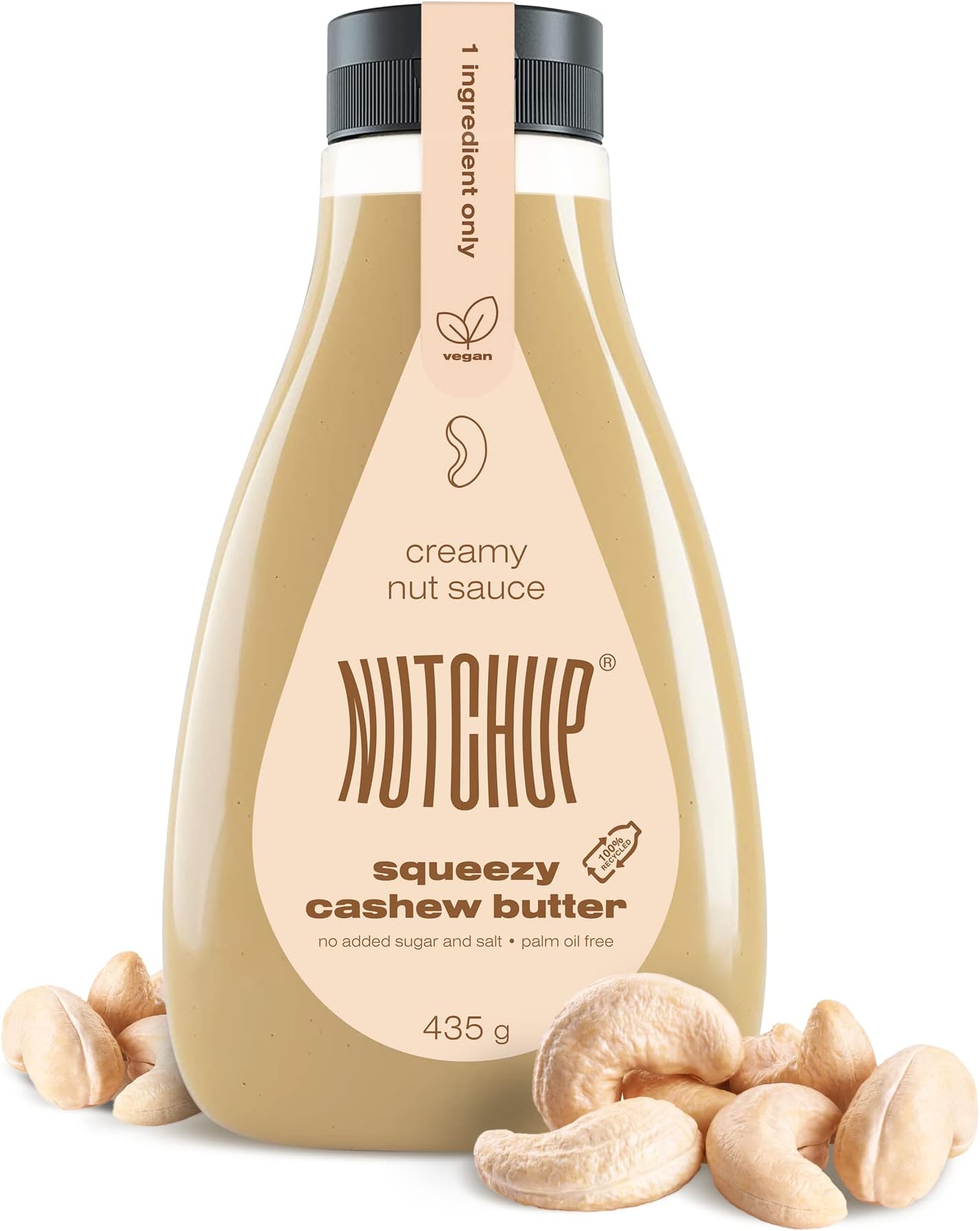 The First Squeezy Cashew Butter | Delicious Nut Topping | Smooth & Crunchy Pancake, Waffle, Ice cream, Pizza sauce | 435g Bottle (Cashew)