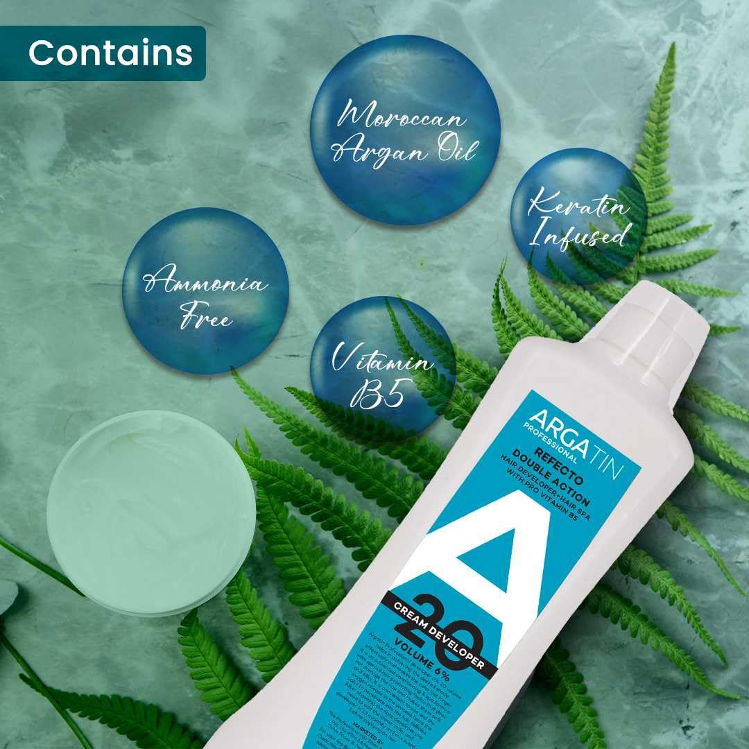 Argatin Professional Refecto Hair Color Developer 20 Volume (6%) – Cream Developer with Pro Vitamin B5 – Double Action Formula for Rich, Long-Lasting Hair Colour – 1000ml 3