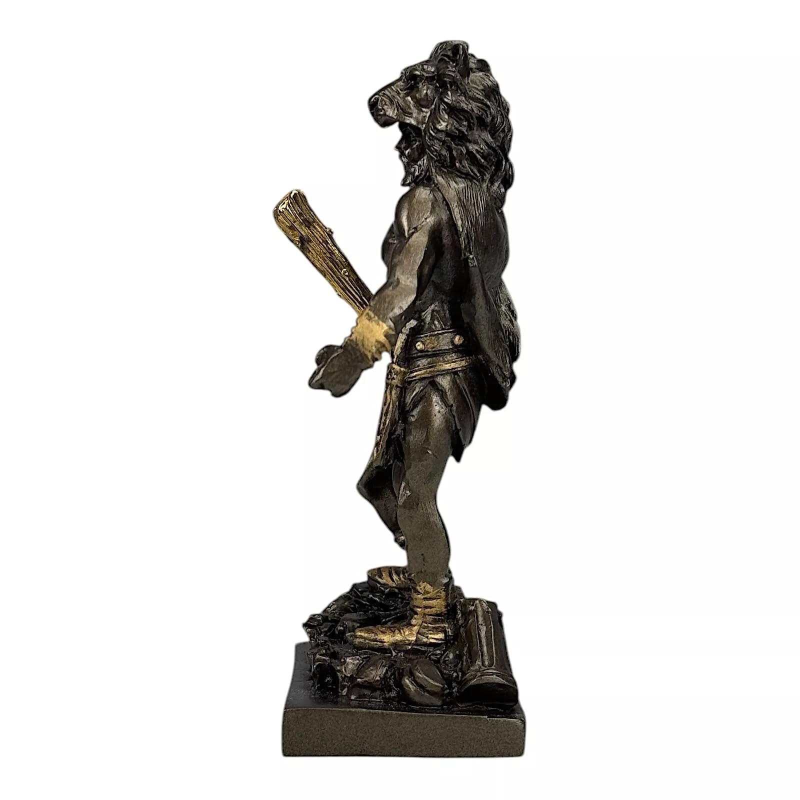 Herkules z nietoperzem i głową lwa grecki efekt brązu statuetka rzeźba 15,5 cm