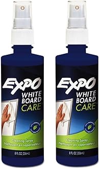 Expo 81803 Liquid Cleaner, White Board Care, 8 Once Capacity, Pack of 2, Removes Ghosting, Stubborn Marks, Shadowing, Grease and Dirt from Whiteboards, Blue Color