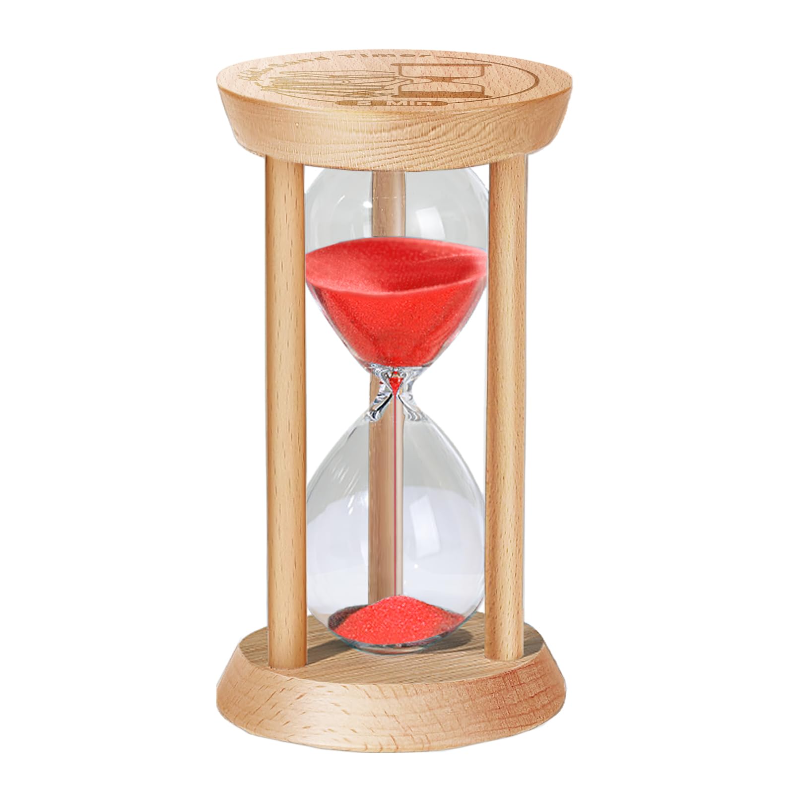 SuLiao Wooden Sand Timer 5 Minute Hourglass, Wood Red Sand Clock, Small Watch 5 Min Timer, Hour Glass Sandglass for Home, Reloj De Arenai, Office, Decorative, Game, Classroom