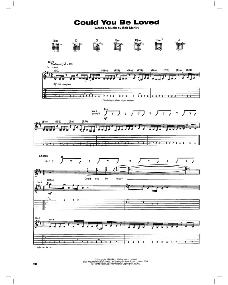 Partition : Marley Bob The Wailers Legend Tab