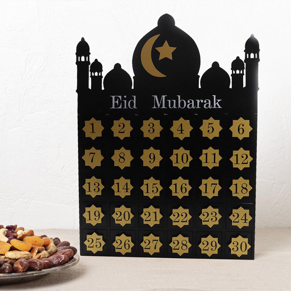 Calendario DIY Ramadán de Madera, Calendario De Cuenta Regresiva Musulmán Ramadán DIY Calendario De Cuenta Regresiva Del Cajón Decoración Para El Hogar, La Oficina, La Mesa Del Aid