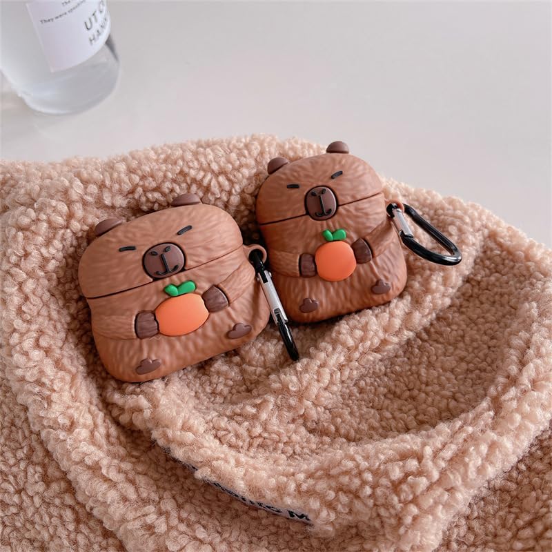 AirPods Pro/Pro 2 Hülle – Niedliches Schildkröten-Capybara Design, Weiches Silikon, 360° Schutz