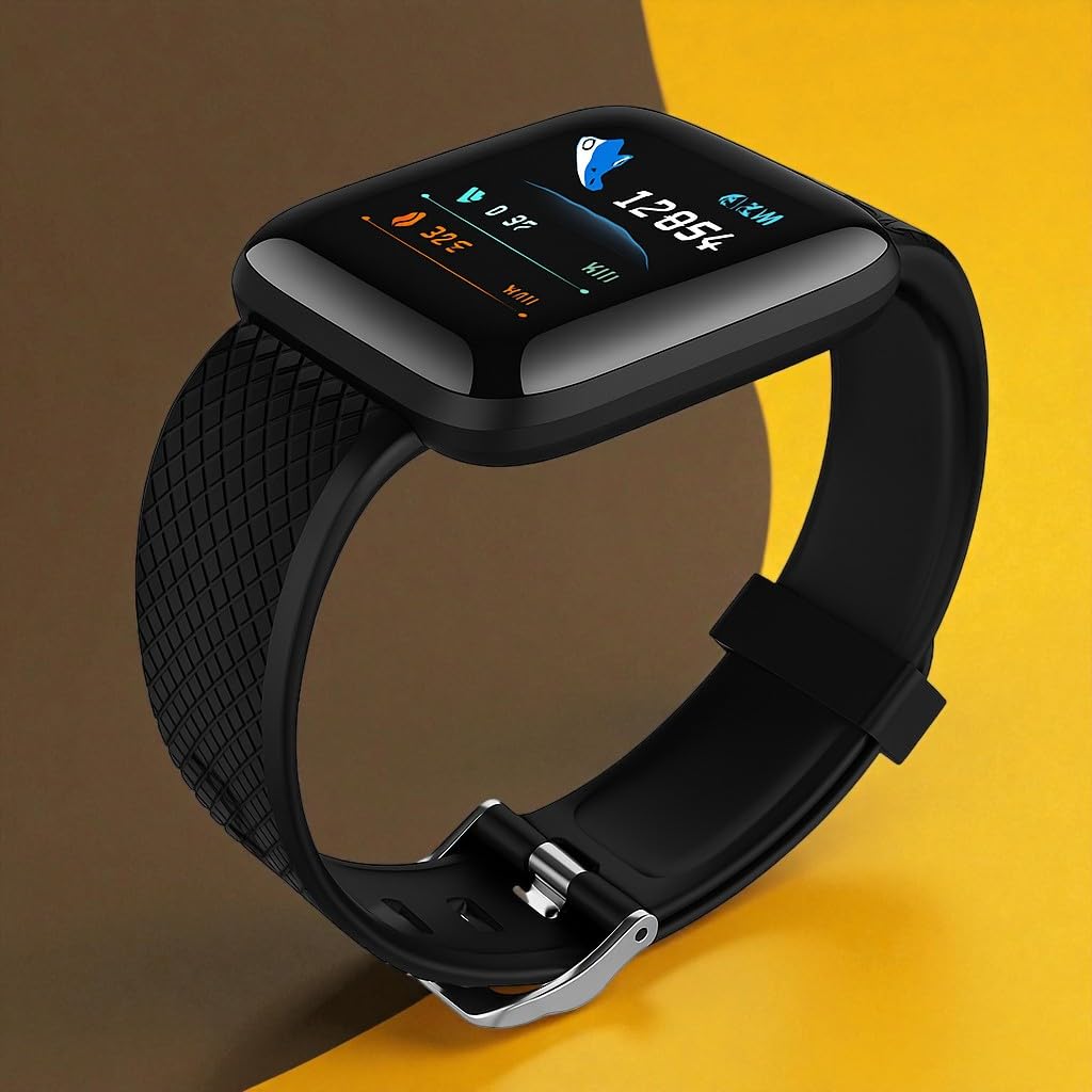 Smart Fitness Watch with Color Display, Black Silicon Band, Health and Activity Tracking, Digital Sports Smartwatch for Men Smart Fitness Watch with Color Display, Black Silicon Band, Health and Activity Tracking, Digital Sports Smartwatch for Men