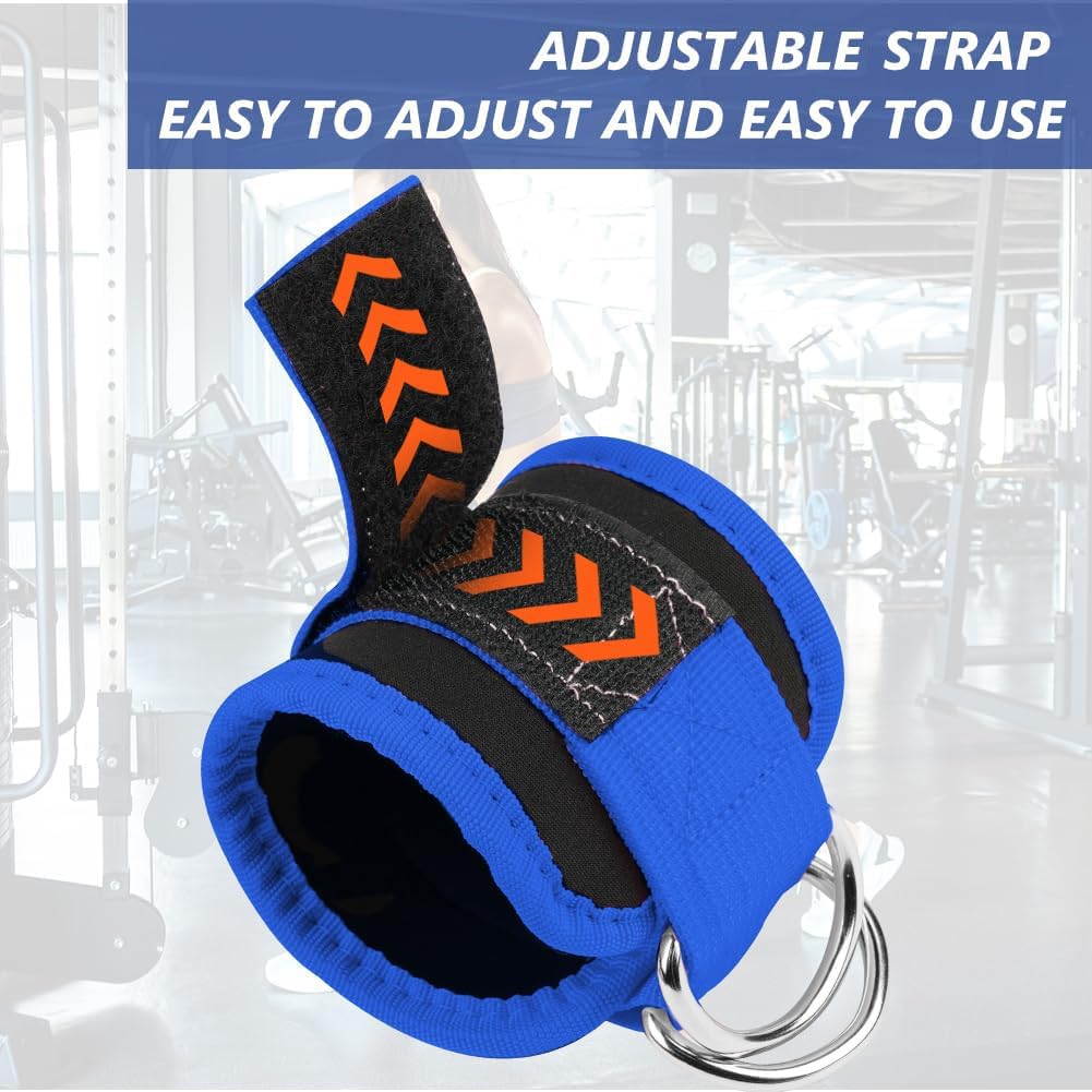 Flintronic Cavigliere Cavi Palestra, 1Paio Neoprene Cinghie per Caviglia, Cavigliere Puleggie con Doppio D Anello, Palestra Cavigliera Regolabile, Allenamento Glutei Esercizi Gambe, Accessori Palestra