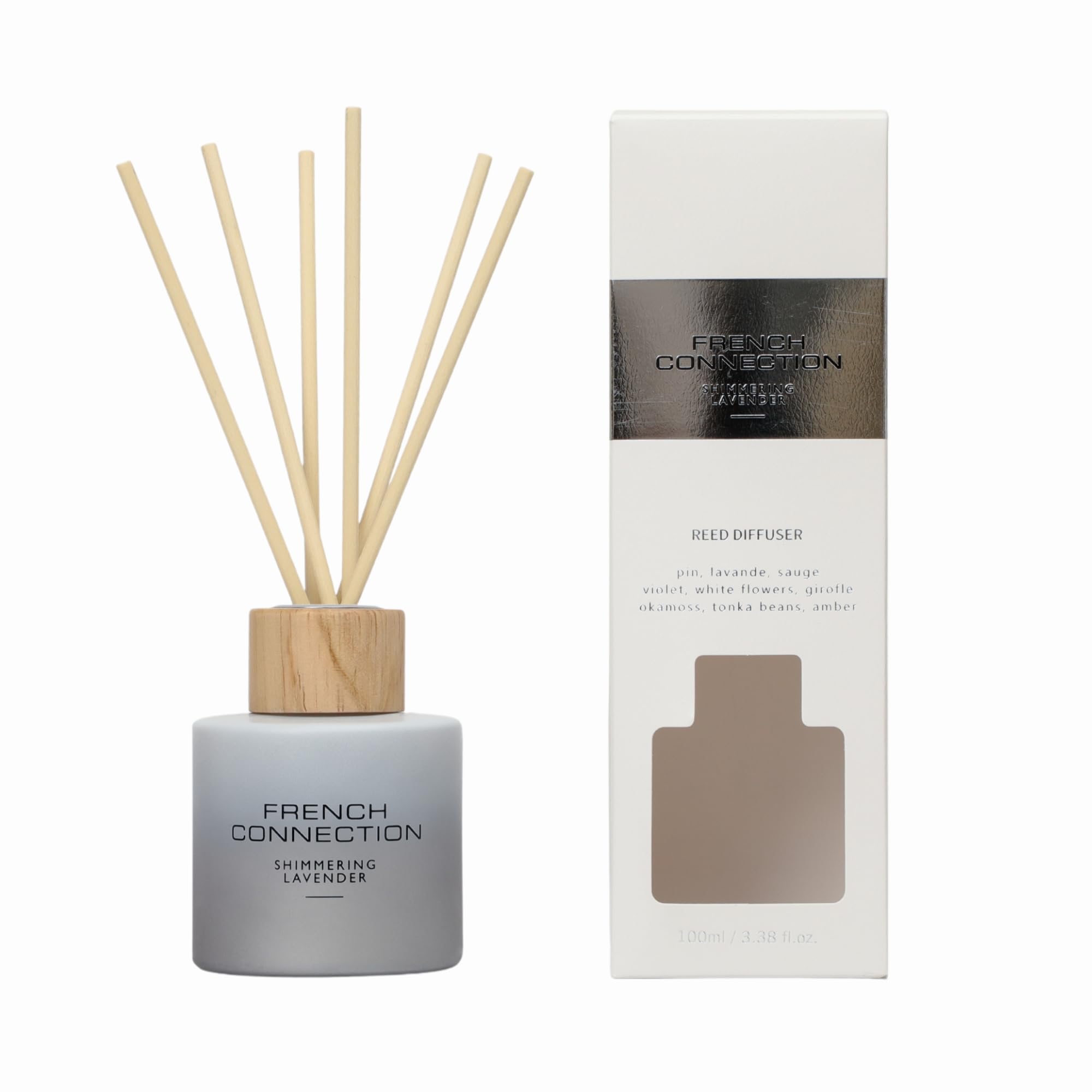 French Connection Ombre Collection Scented Reed Diffuser | Luxury Home Fragrance | 100ML & Trio Gift Set (100ML, Shimmering Lavender)