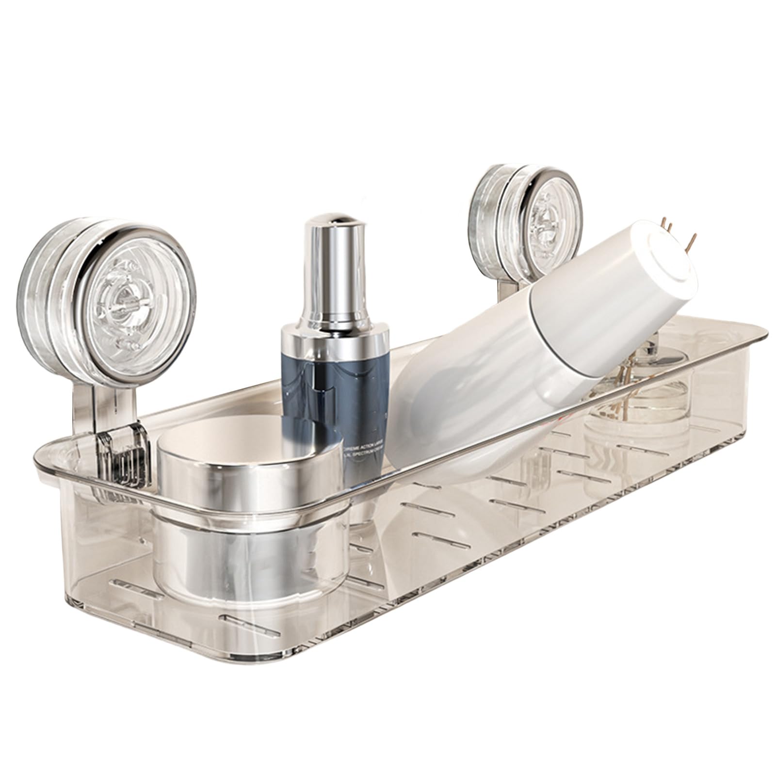 No Drill Shower Organizer with Suction Cups - Wall Mounted Bathroom Storage Shelf Rustproof Shower Caddy for Shampoo