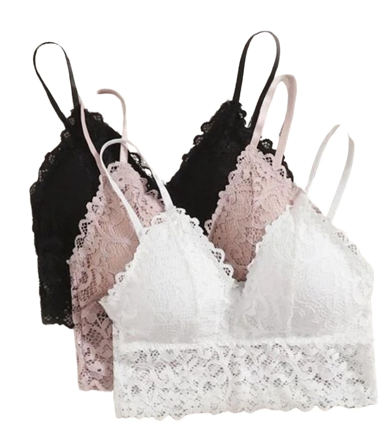 kamini Women's Brallete Lightly Paded Regular Lace Seamless with Straps Full Coverage Comfortable Bra Pack of 3-picture-28