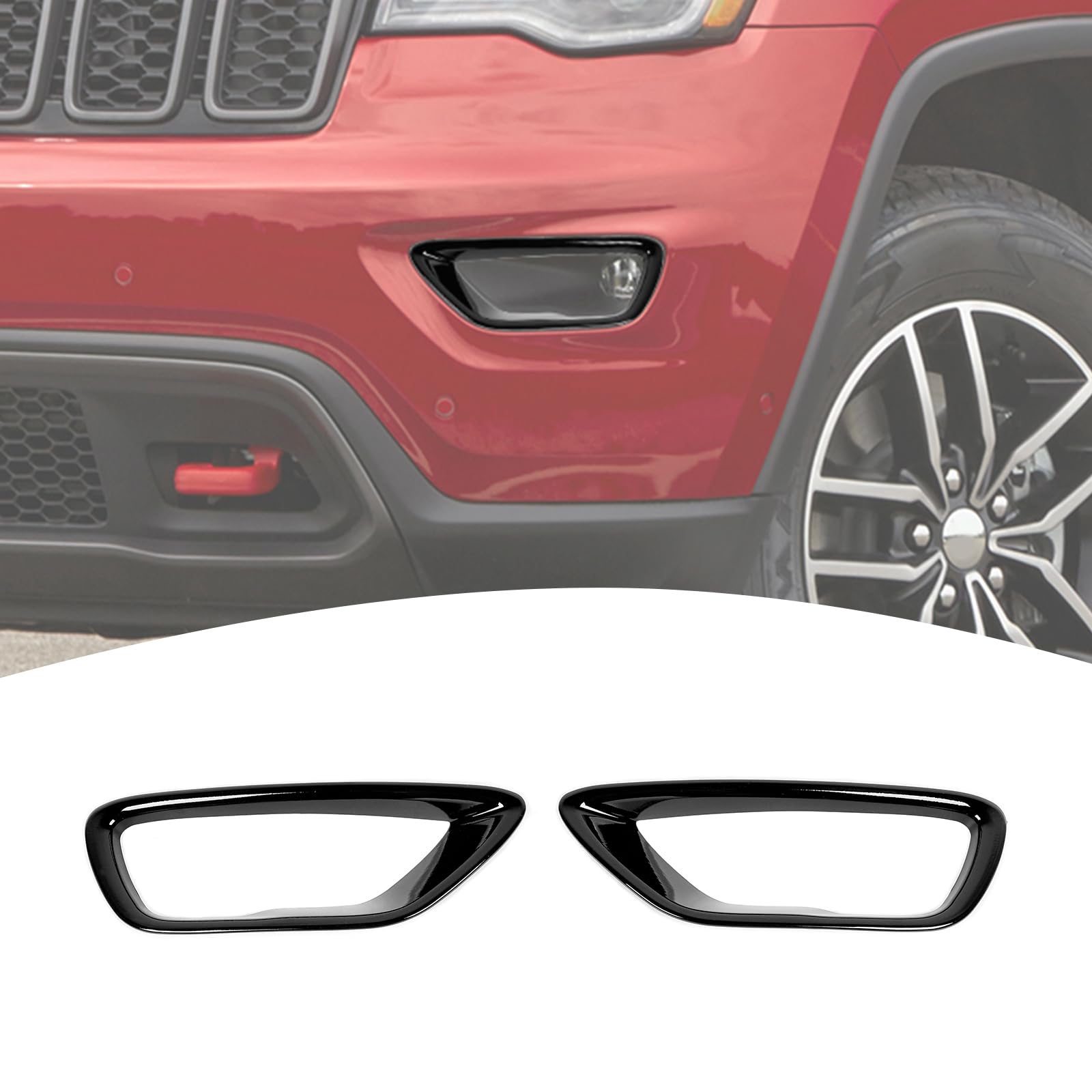 for Grand Cherokee Front Fog Lights Trim Bezel Cover Compatible with Jeep Grand Cherokee 2018-2020 Black Exterior Accessories (Black)