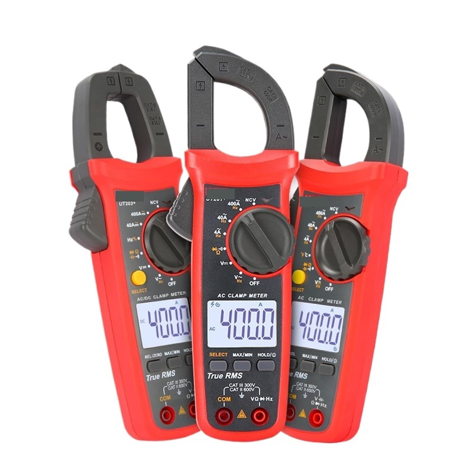 1 mini multímetro digital de pinza amperimétrica, amperímetro de CA, comprobador de pinza amperimétrica de potencia de 400 A y 600 V.(UT202 Plus)
