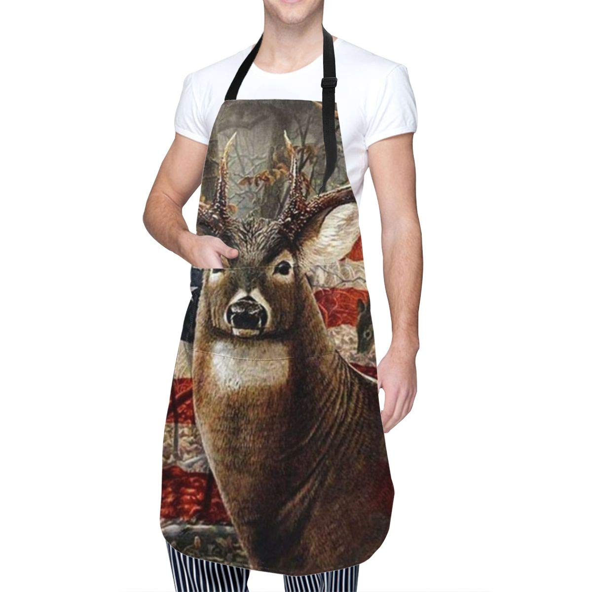 ULQUIEOR Apron with Pockets Waterproof Adjustable Chef Bib Apron for Kitchen BBQ Drawing Cooking
