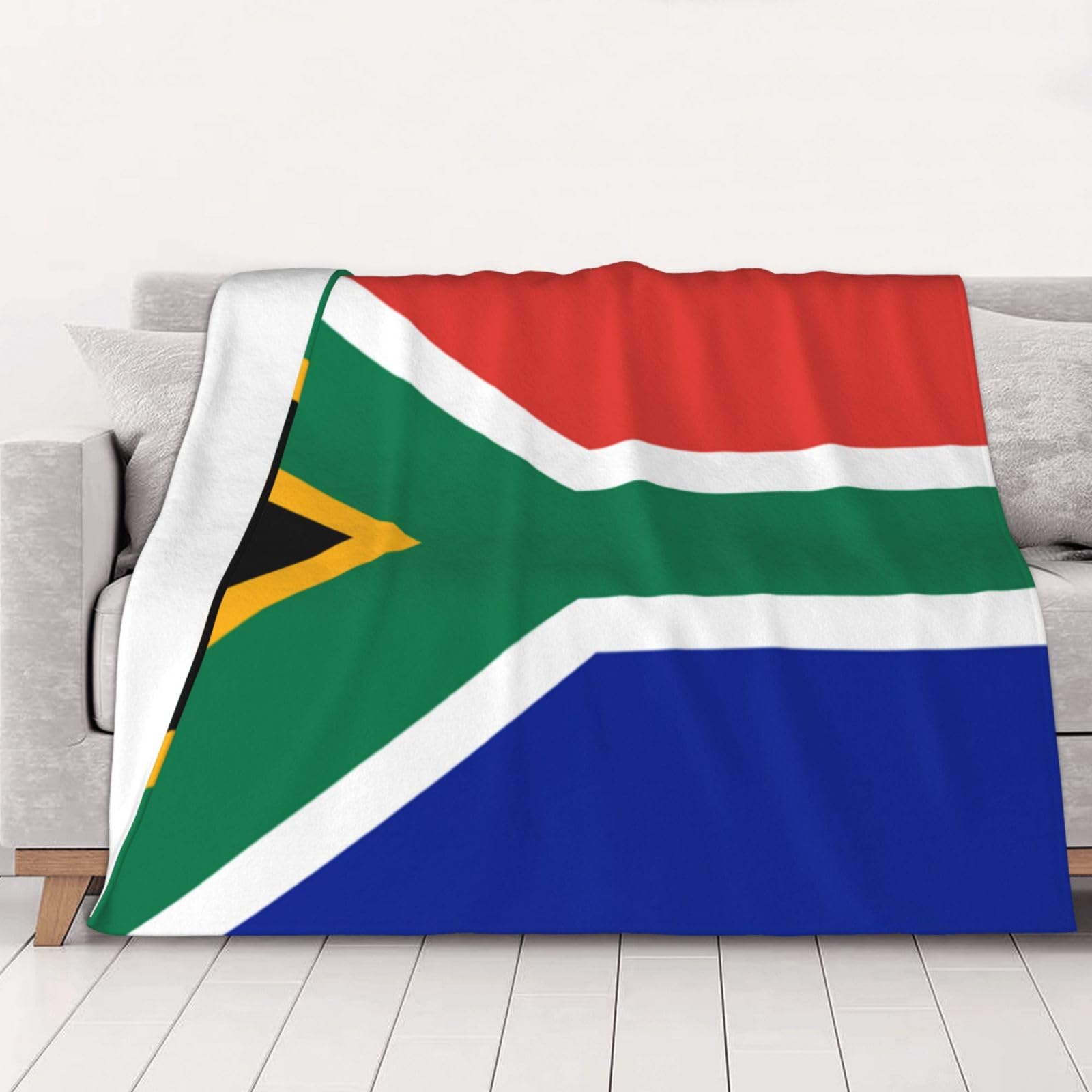 Wksgdsg Women's South Africa Flag Flannel Throw Blanket 150X125 Cm, Blankets For & Men, Anti-Pilling Lightweight & Plush Throw Blanket For Bed Couch Sofa Camping, For Family, Pets