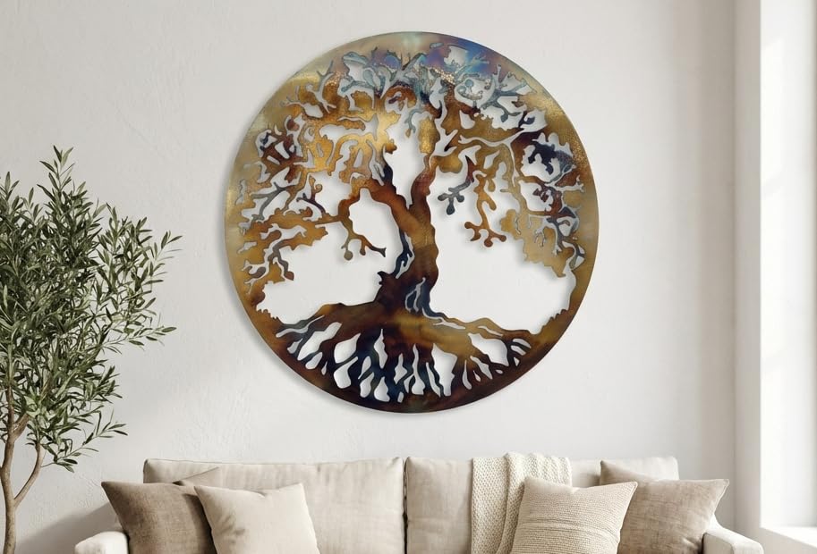 MetalArtWallDecor Arbre de Vie, la Chaleur de Couleur 59,7 cm Décoration Murale en métal