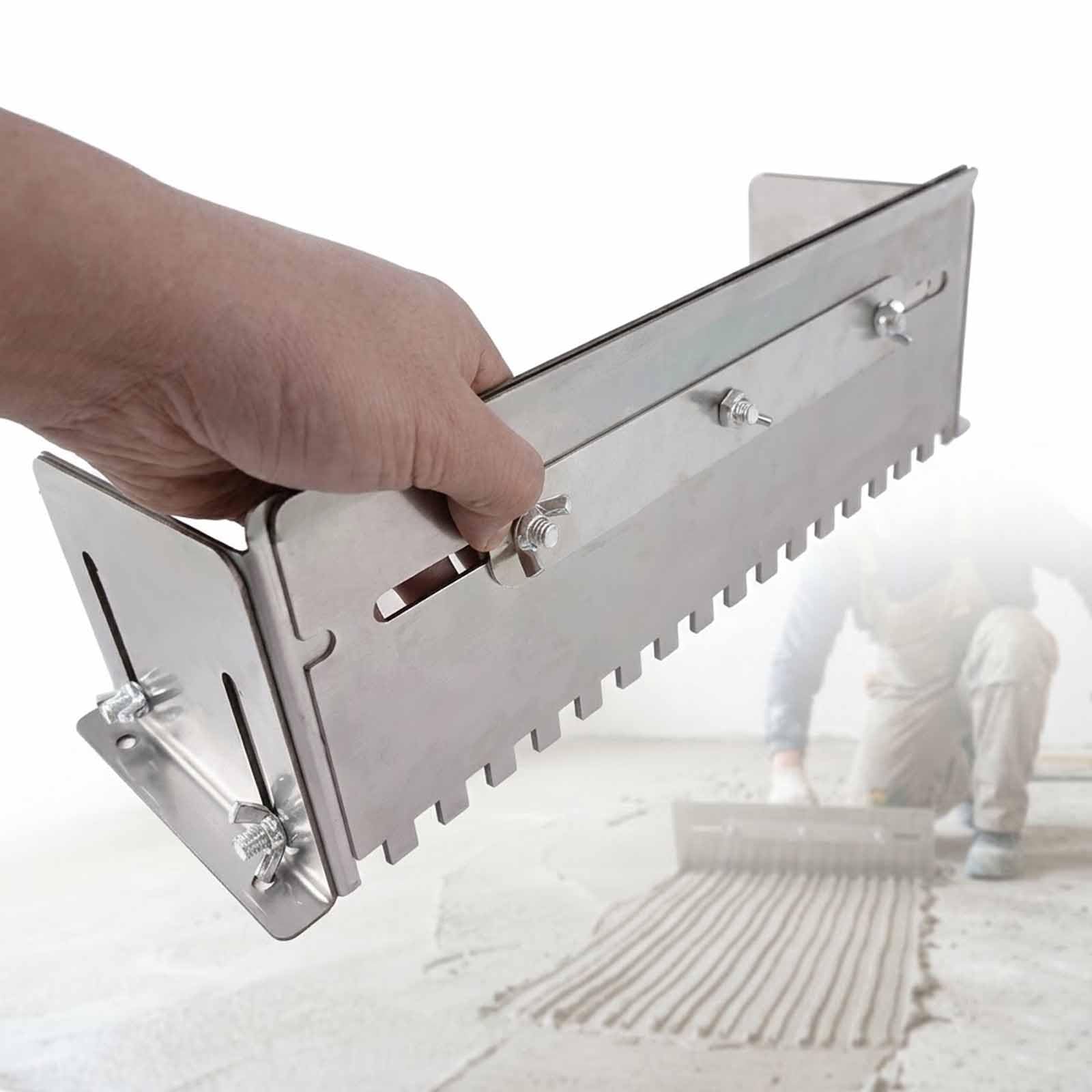 MObyat Llana Dentada Ajustable 600-800mm, Herramienta Ranurado Yeso Acero Inoxidable Diseño Telescópico, Amplitud Raspado Ajustable, Nivelación Instalación Precisa Azulejos Suelo
