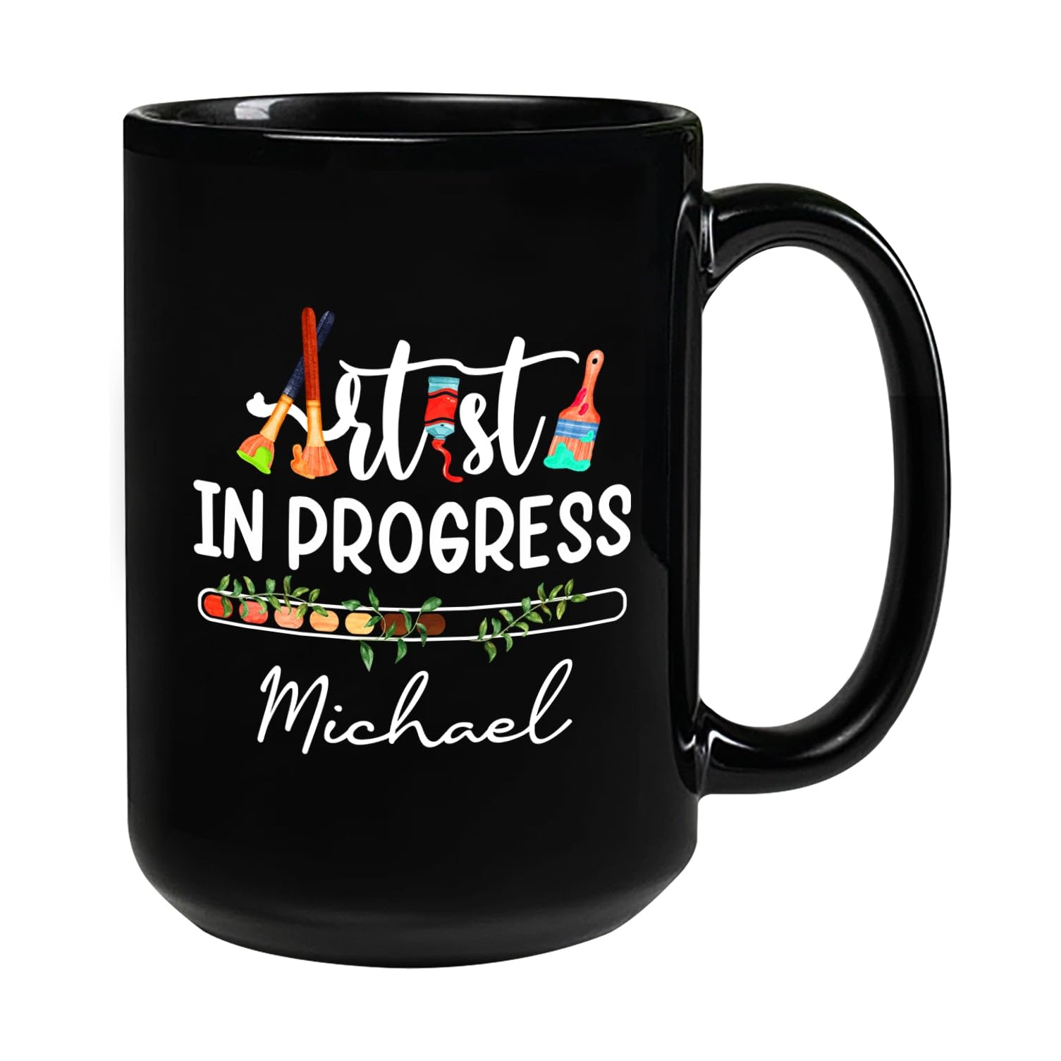 Artist In Progress Coffee Mug, Personalized Artist Mugs Gift For Painter, Custom Name Ceramic Mug For Artist, Artist Cups, Painter Mug, Artist Loading Tea Cup, Paint Black Pottery Mug 11oz 15oz