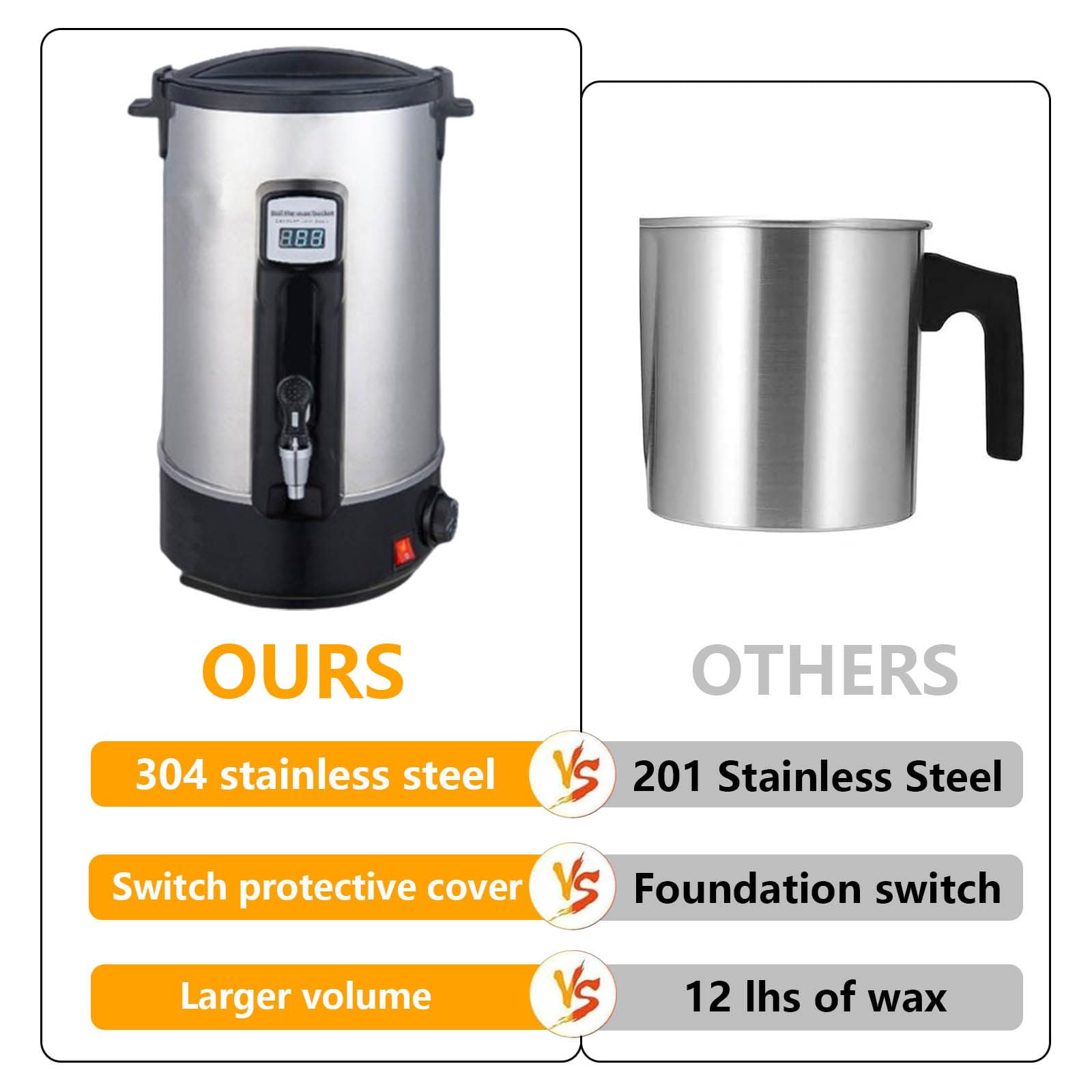 Máquina para derretir Cera de Velas, derretidor de Cera, Olla de Cera Grande, derretidor de Cera eléctrico Hecho de Acero Inoxidable 304 Que Puede derretir Todo Tipo de Cera,10L
