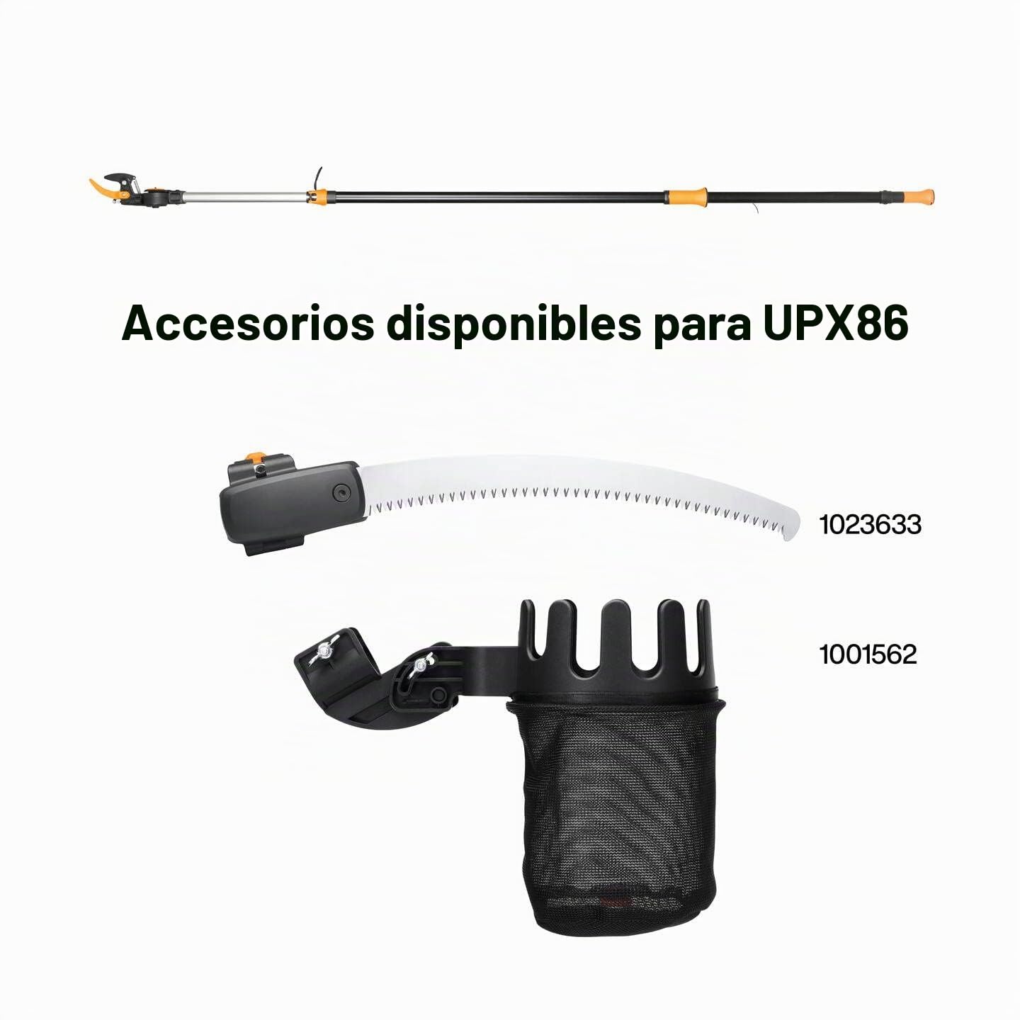Fiskars Pértiga telescópica con cuchilla Bypass para ramas grandes y pequeñas, Capa antiadherente, Cuchillas de acero/Mango de aluminio, Longitud ajustable: 2,4 – 4 m, Negro/Naranja, UPX86, 1023624
