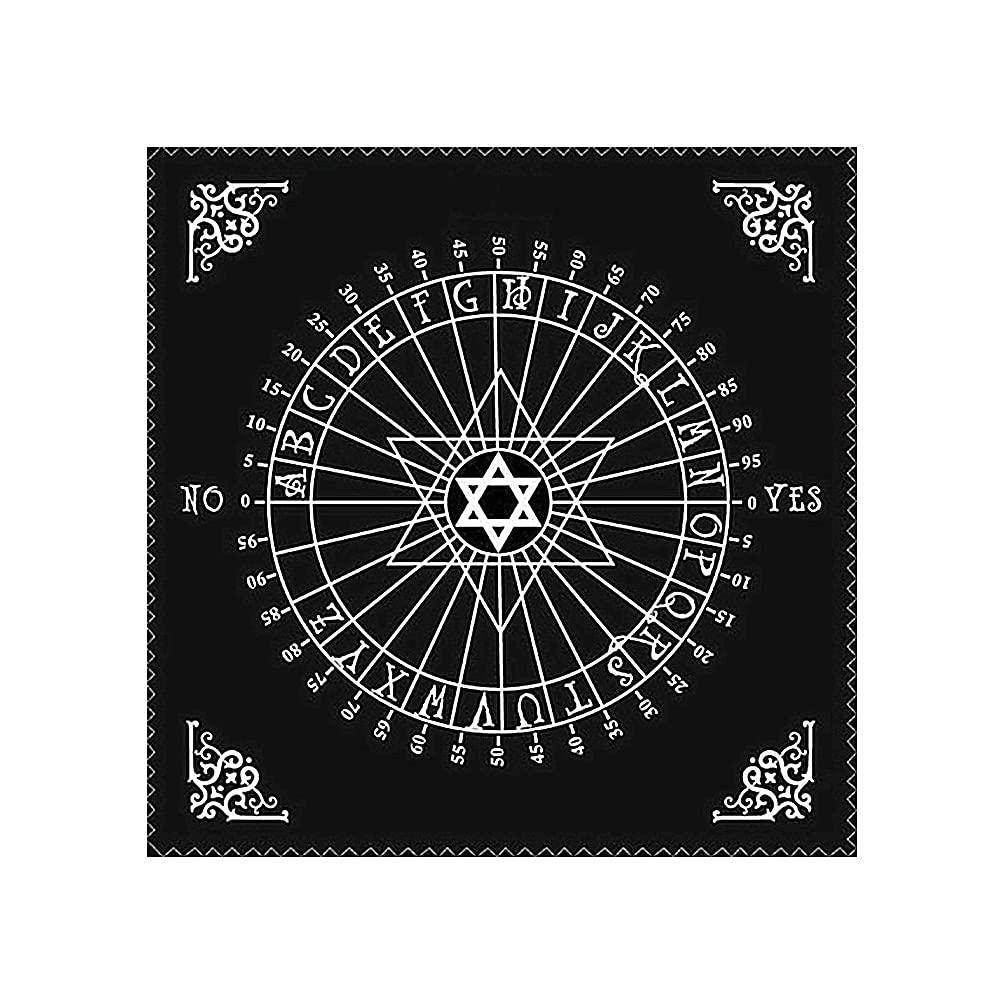 Lyuk Black Pendulum Magic Pentacle Runes Tablecloth - Tarot Card Table Cloth Cover For Enthusiasts