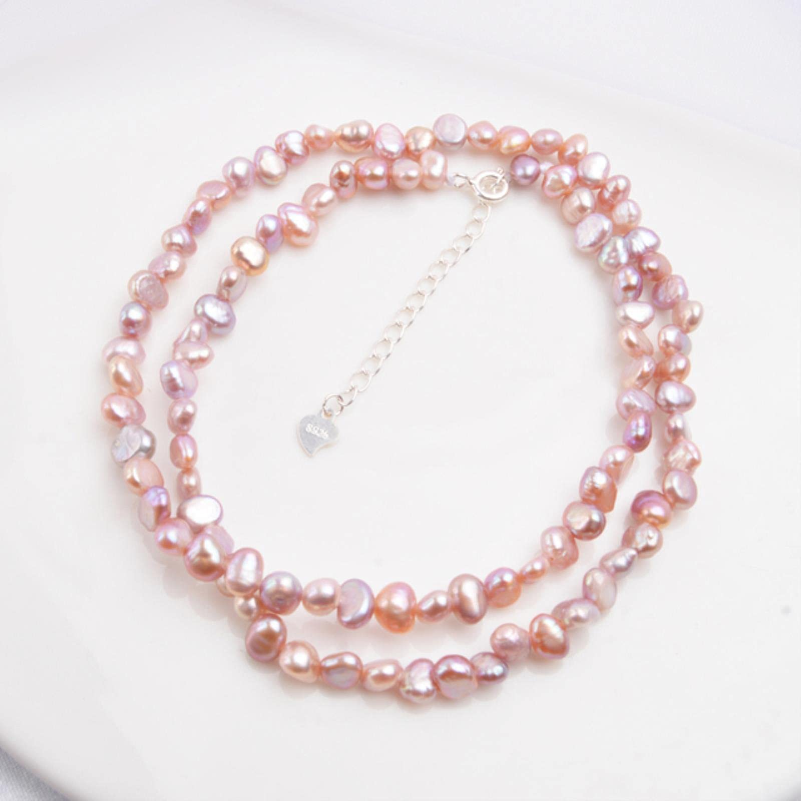 Feng Shui， Gargantilla de Agua Dulce Natural, Collar, joyería de Perlas barrocas para Mujer, Boda, Cierre de Plata 925, 42cm