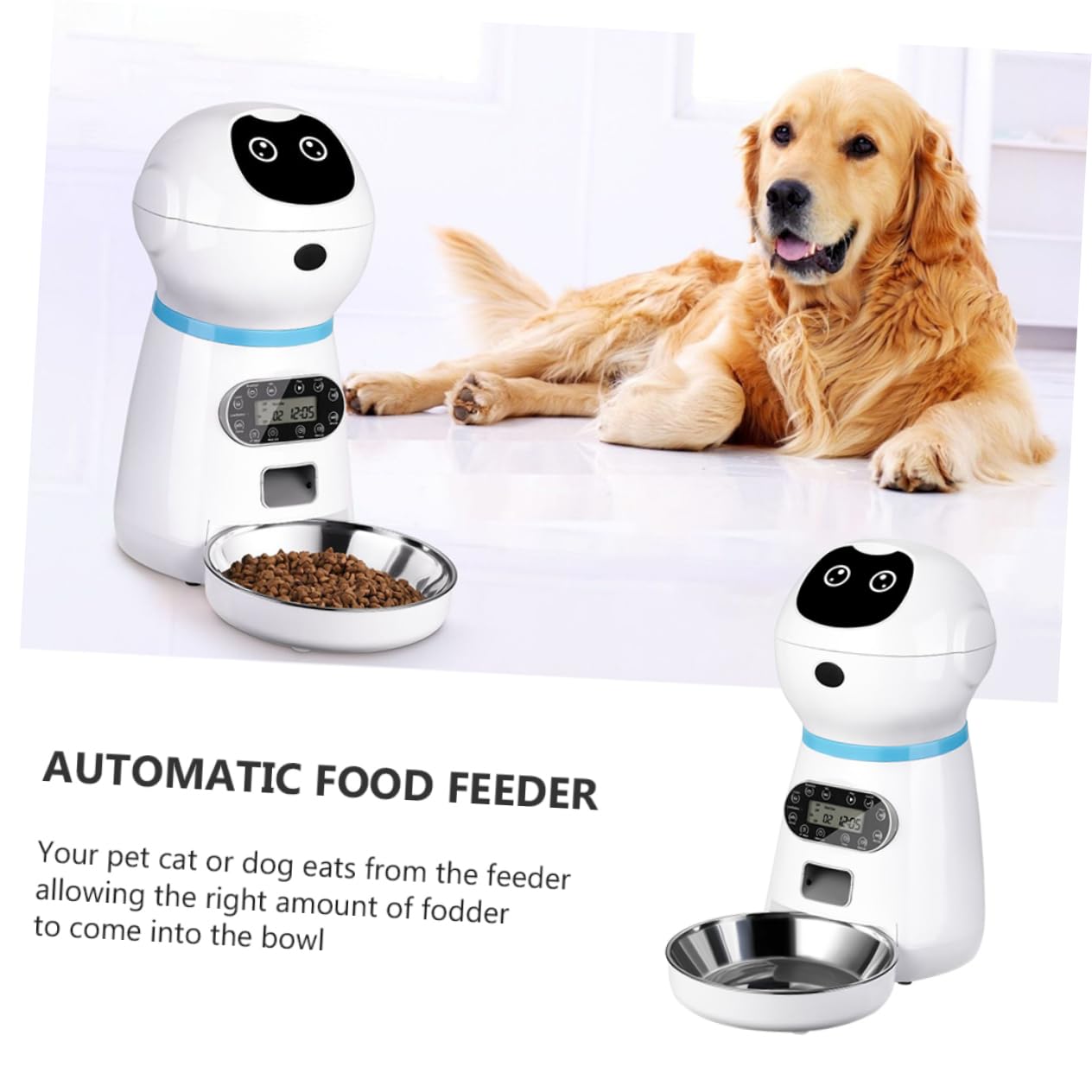 Distributore Automatico Cibo Per Gatti e Cani in Alimentazione Programmabile Con Timer Digitale e Registratore Vocale Usb Pet Feeding Dispenser Intelligente