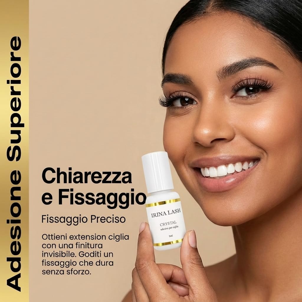 Colla per ciglia Extension, Volume Crystal, Registrazione sanitaria, Asciugatura rapida in 1 secondo, incollatura in 7 sec, 5 ml nero per extension - Irina Lash