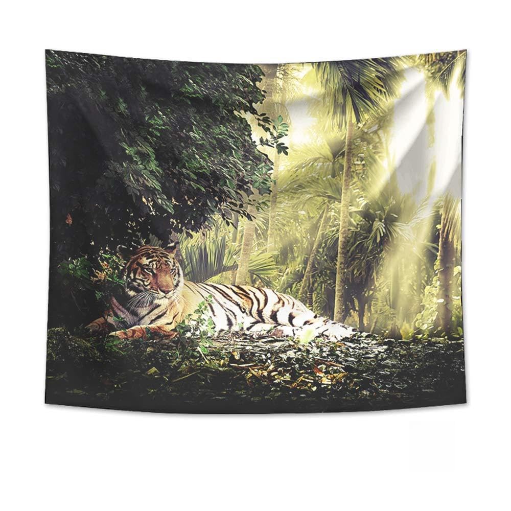 Odot Men's Forest Tiger Tapestry Wall Hanging, Tiger Style Art Tapestries Wall Decor Landscape Beach Towel Blanket Table Cloth Meditation Yoga Mat Rugs Bedsheet For Dorm Home (200X150cm,)
