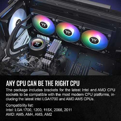 Image of Thermaltake TH360 ARGB Sync V2 CPU Liquid Cooler /AlO Liquid Cooling /Fan 120mm*3 /PWM 500~2000 RPM /Mirror Waterblock /MB ARGB Sync Control, CL-W362-PL12SW-A,Black