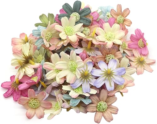 Miniatura 5 de Cabezas de flores falsas, 100 piezas de cabeza de flor artificial, margaritas artificiales, girasoles falsos, pétalos a granel, flores falsas para