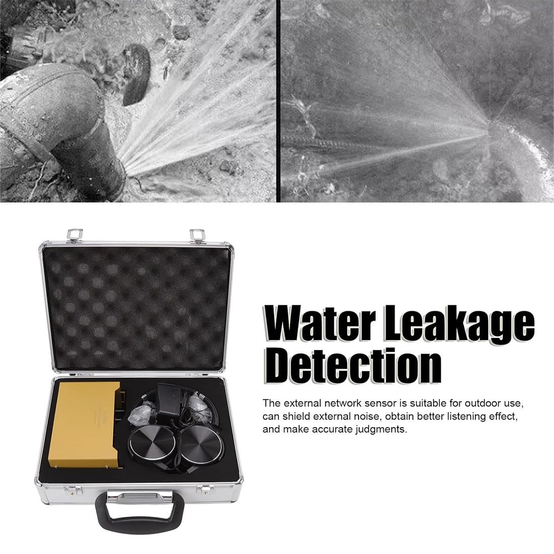 Detector de fugas de agua, volumen ajustable, LCD multifrecuencia para fontanería doméstica, monitor de fugas subterráneas, detección de fugas de tuberías de agua alta