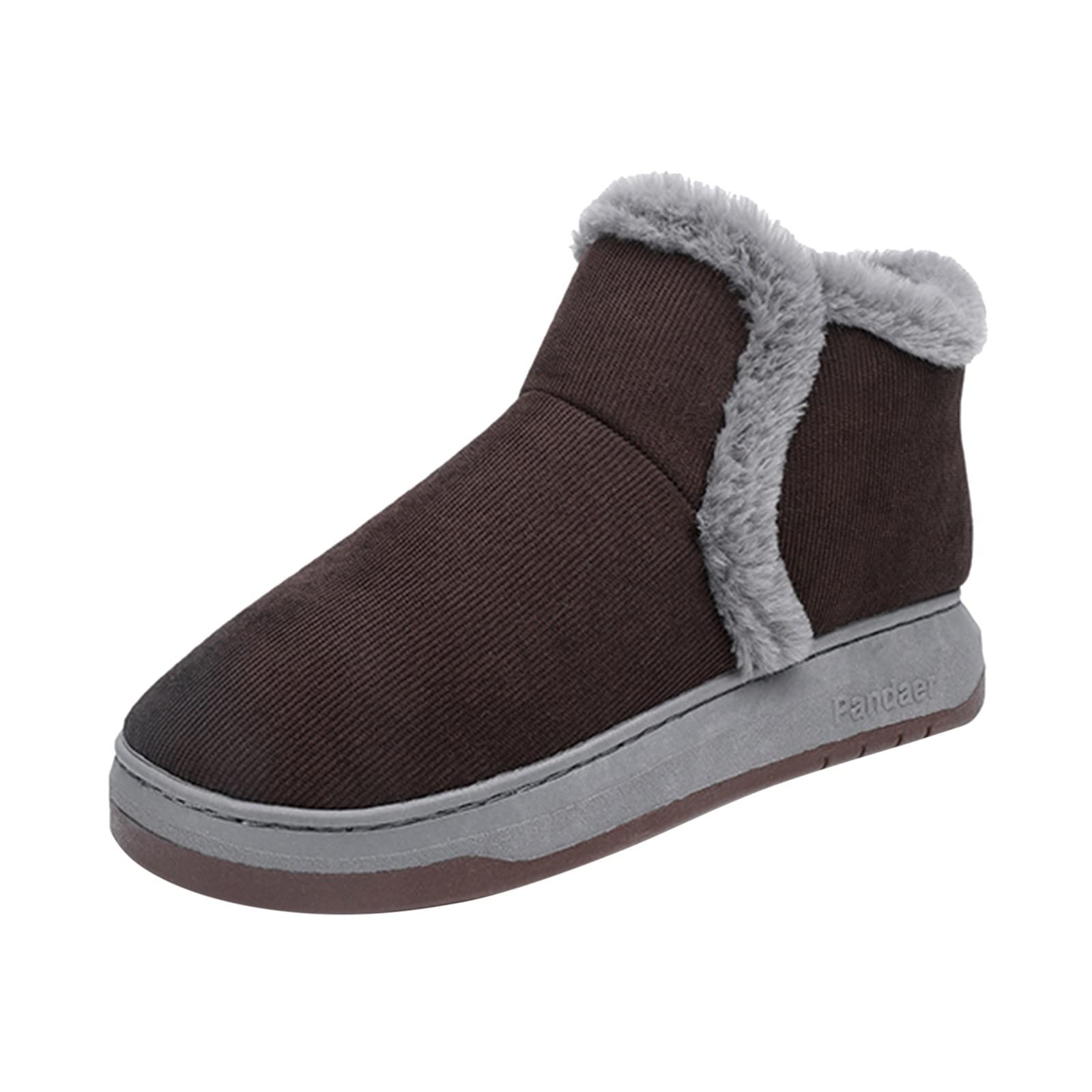 Zapatillas de estar por casa para hombre impermeables | Zapatos térmicos cómodos zapatos planos con forro cálido | Botas de algodón de felpa de ante botas de invierno | Zapatos de invierno para