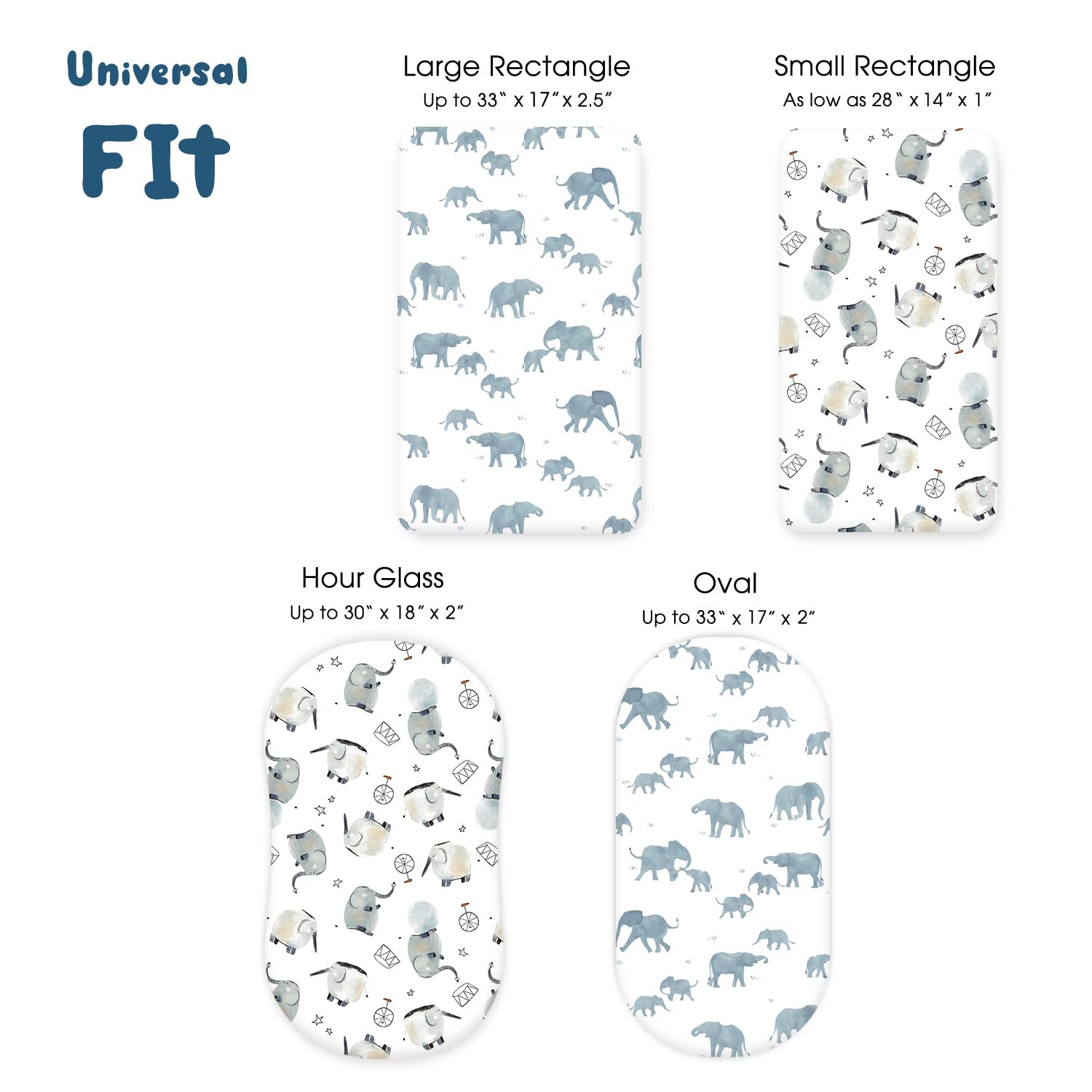 Dehnbares, ultraweiches Spannbettlaken-Set, 2 Stück, universell passend für Stubenwagen, Babywiege, Babywiege, Moseskorb, oval, rechteckig, sicher und anschmiegsam, 2 Stück