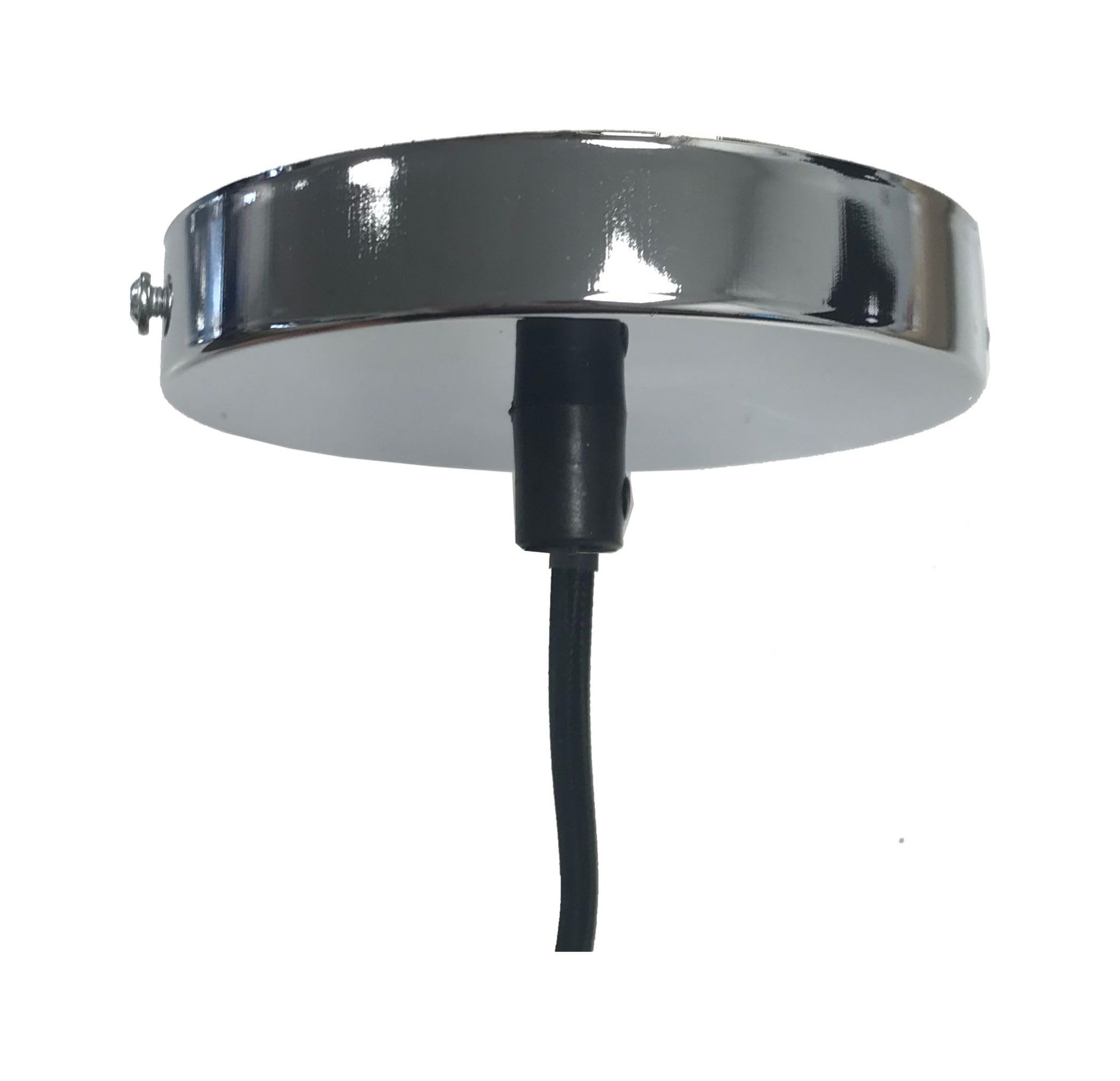 Searchlight – Portalampada A Sospensione In Metallo Cromato Con Cavo Tessuto Nero – Stile Vintage, Attacco E27, Lunghezza Cavo 1,5m - 4