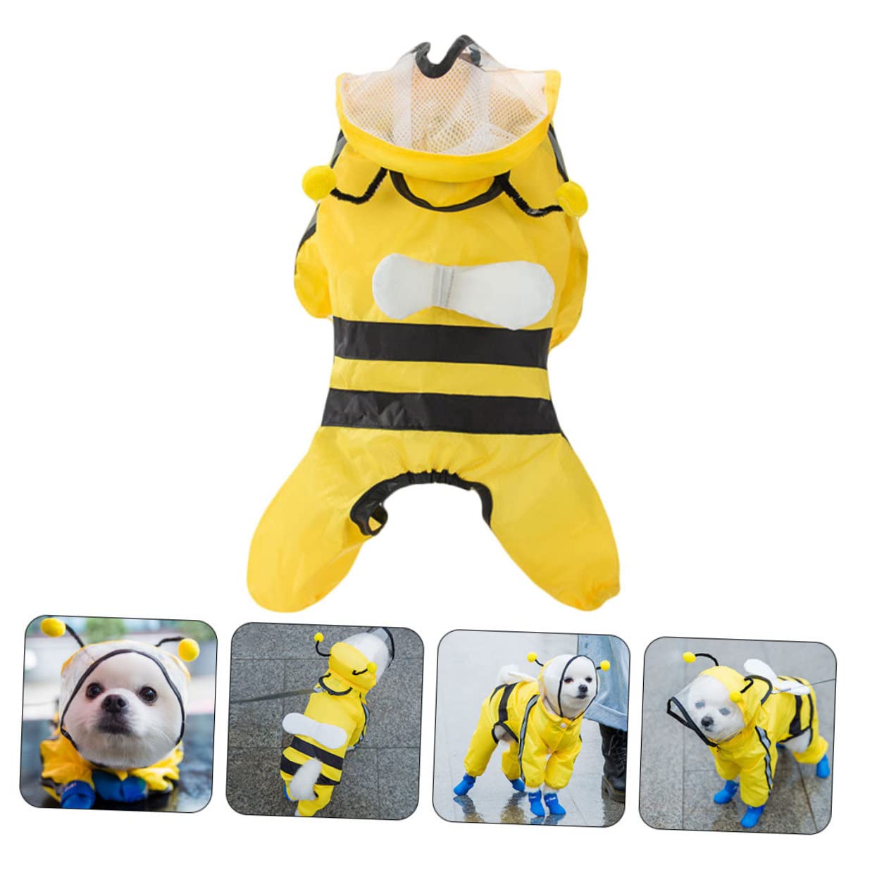 Angoily 3pièces Manteau De Pluie pour Chien Abeille avec Capuche Vêtement Étanche Et Léger pour Chiens De Moyenne à Petite Poncho Pratique pour Jours Pluvieux Et Neigeux