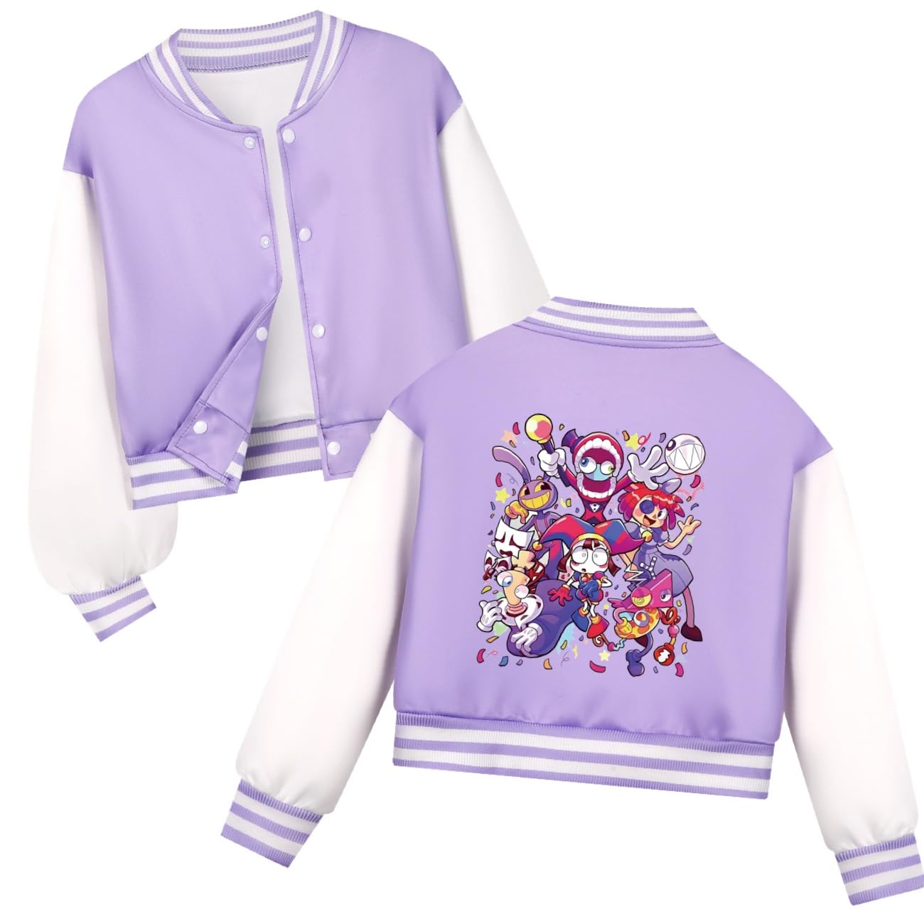 Giubbotto digitale da ragazza, maglia da baseball, maniche lunghe, abbottonatura, felpa, Pomni, Jax, Ragatha, merch, top, streetwear