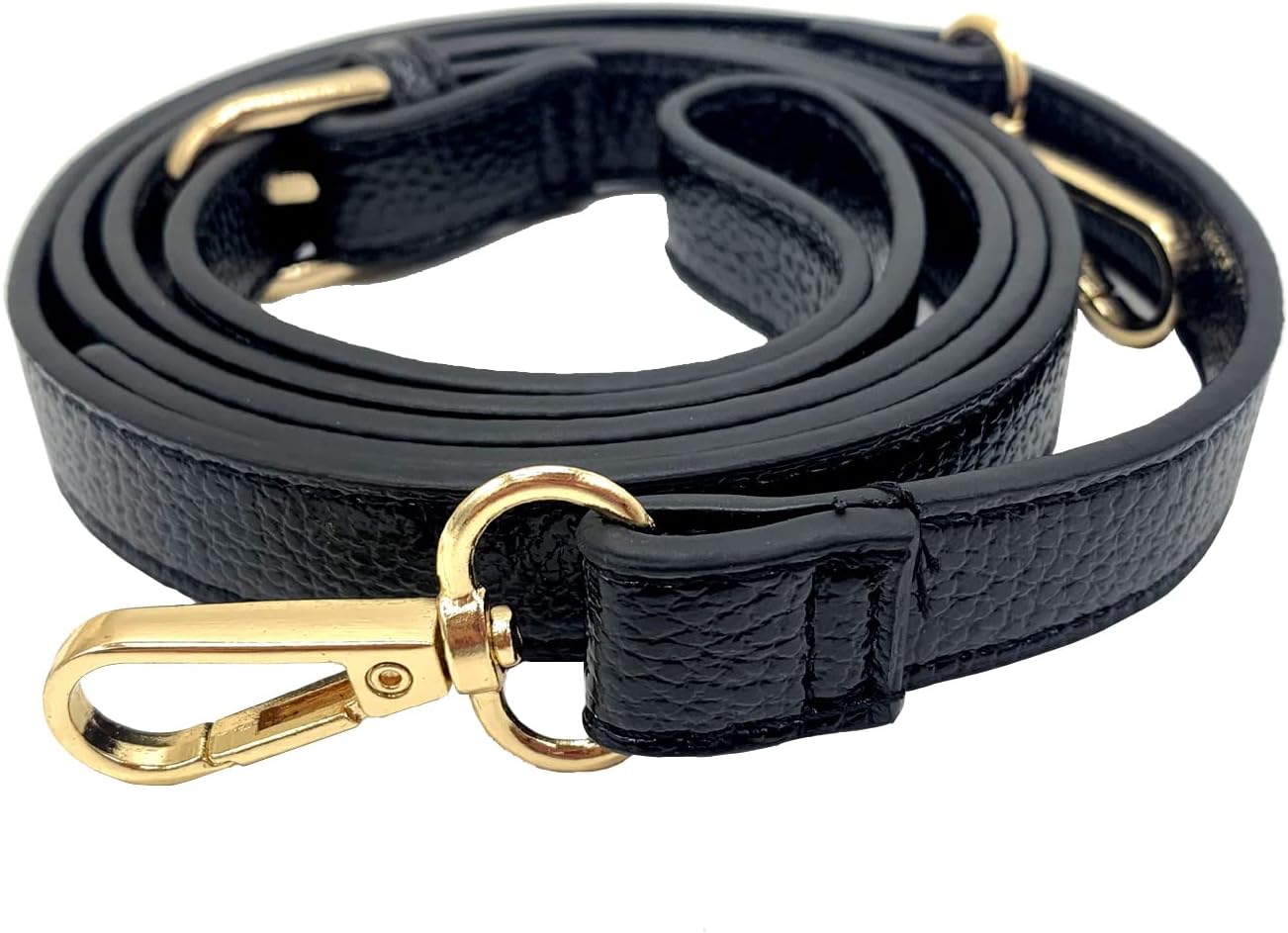 Replacement Adjustable Leather Shoulder Strap With Metal Swivel hooks for Crossbody Bag Briefcase Messenger Bag Shoulder Bag Purse Making -2 CM Width (Gold Buckle)