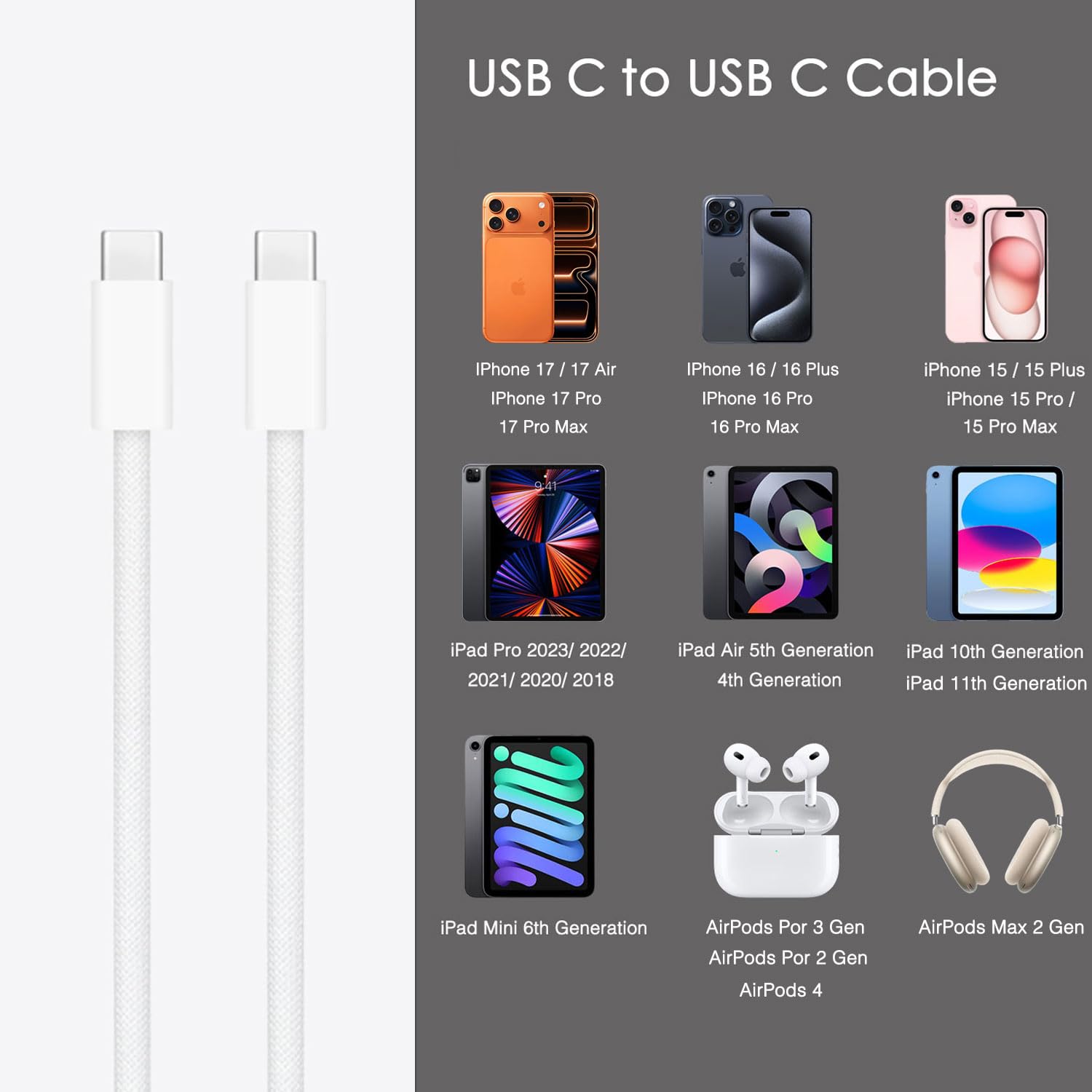 Airpods 4 Charger, 20W USB C Airpods Pro 2nd/3rd Gen Wireless