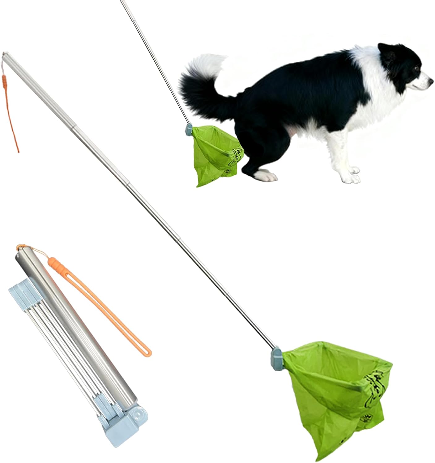 Dog Pooper Scooper, Foldable Dog Poop Cleaning Tool, No Need to Bend Over, Made of Aluminum Alloy, Suitable for Both Large and Small Dogs
