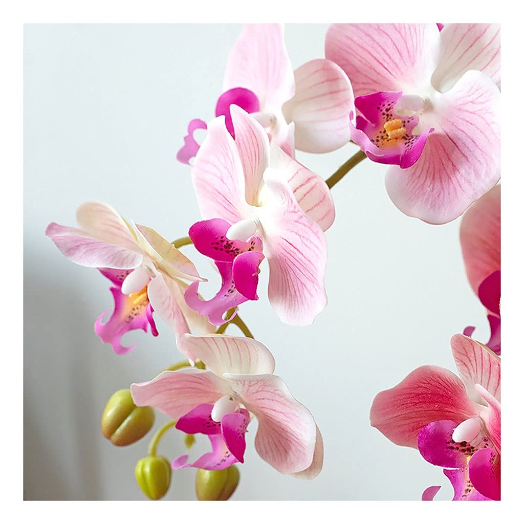 Flores Artificiales Ramo de Phalaenopsis con jarrón, Manualidades de plástico, Ideal para Sala de Estar, Fiestas, Bodas, decoración de ofici