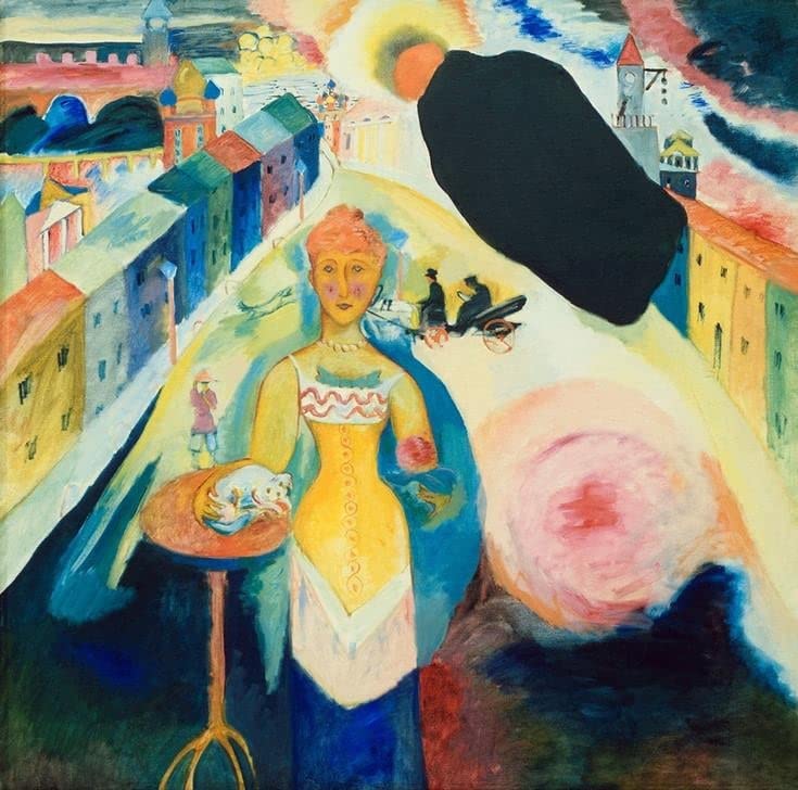 Lienzo Dama en Moscú de Kandinsky, ideal para dar un toque vanguardista al comedor