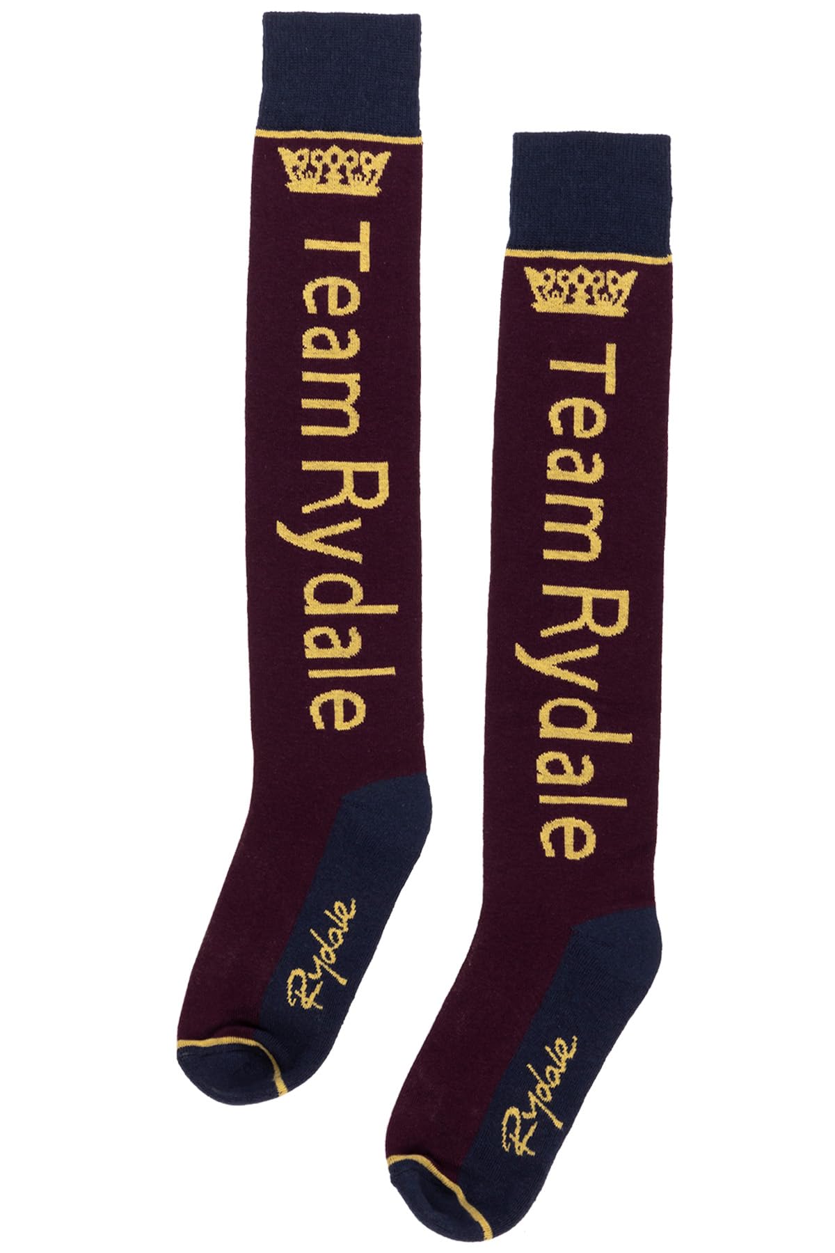 Ladies Knee High Riding Socks Cotton Blend Women'sEquestrian Boot Sock Cushioned Sole Long Socks (Team Rydale Berry)