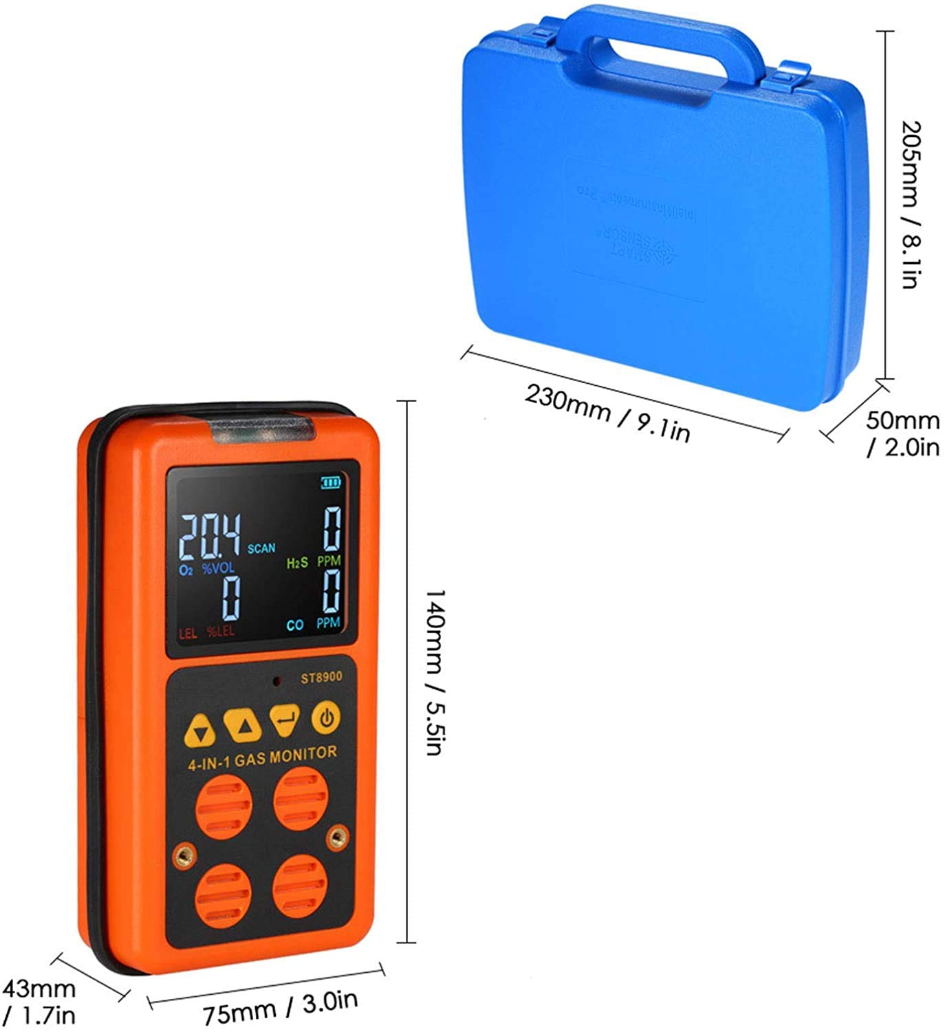 Précis Détecteur Portable Multi-gaz - analyseur de testeur de Compteur de Moniteur à 4 gaz (H2S, O2, CO et LEL) Moniteur de gaz avec Alarme de Type Voix Détecter