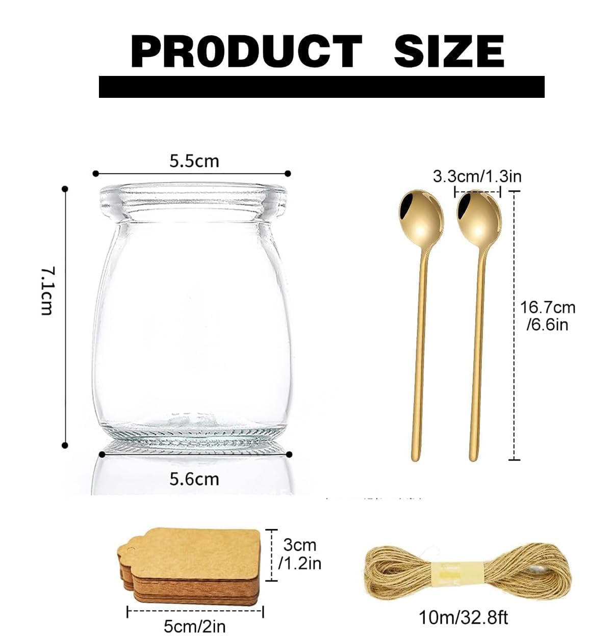 Słoiki deserowe, jogurt z pokrywką, szklanki deserowe 200 ml, 12 sztuk | Zawiera 12 etykiet, 12 sznurków i 2 łyżki do przechowywania budyniu, jogurtu, deserów i dżemów