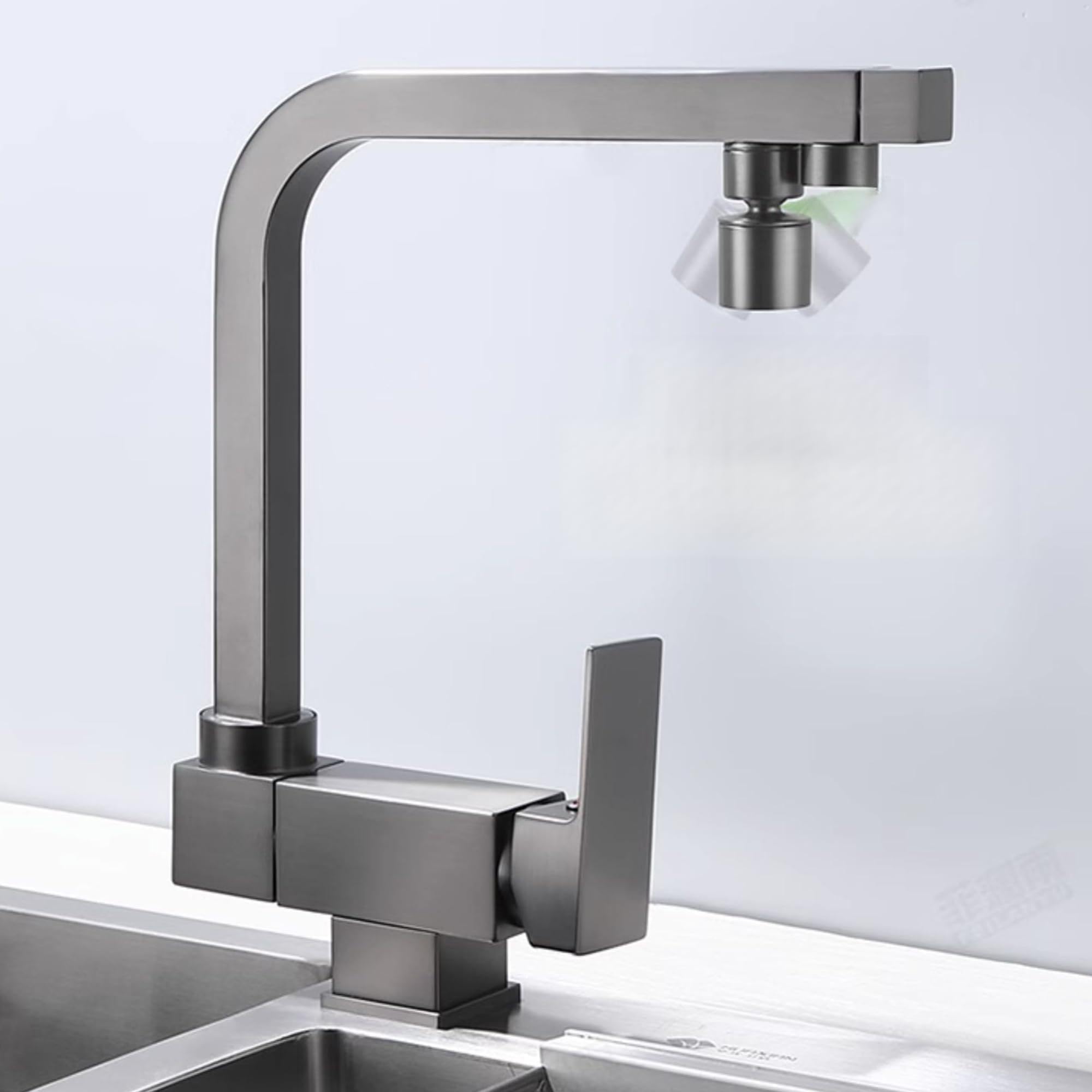 HTTGDGDH 3Way Kitchen 360° Swivel Brass Tap Hot & Cold Water Mixer Foldable Water Purifier Grey Finishperfect For Home & Rv Use,