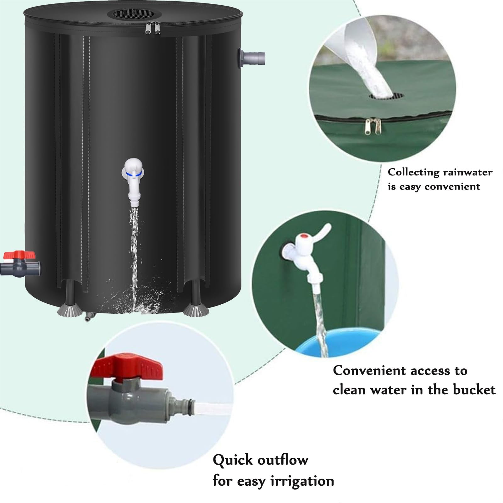Barriles para Agua de Lluvia, Protección Solar y antienvejecimiento, Tejido Resistente al Desgaste(Green,1000L)