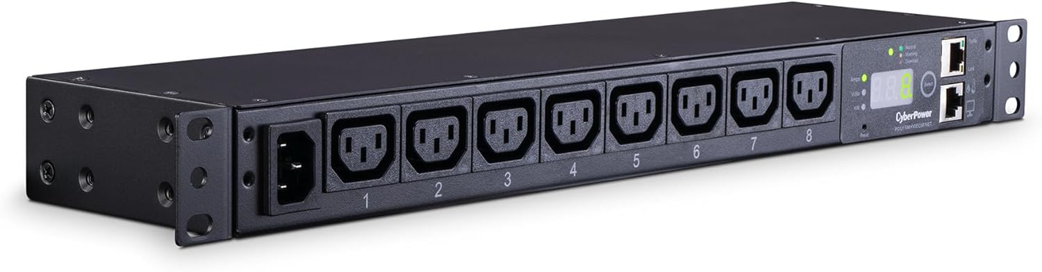 CyberPower PDU15MHVIEC8FNET Monitored PDU, 200-240V/15A, 8 Outlets, 1U Rackmount