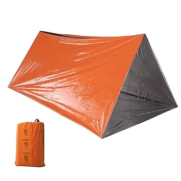 Homgee Emergency Tube Tent Survival Orange Shelter Rescue Camping Tent Aluminum Film Sleeping Bag